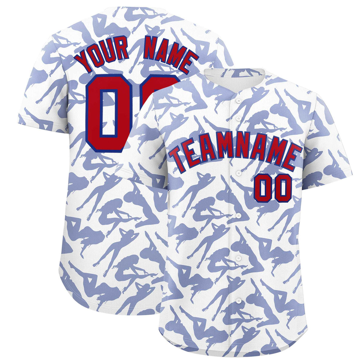 Custom White Royal Playboy Graffiti Pattern Authentic Baseball Jersey| KXKSHOP