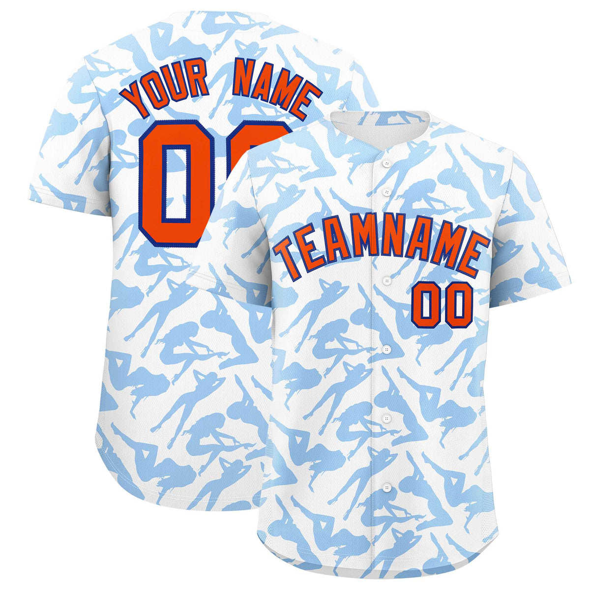 Custom White Powder Blue Playboy Graffiti Pattern Authentic Baseball Jersey| KXKSHOP