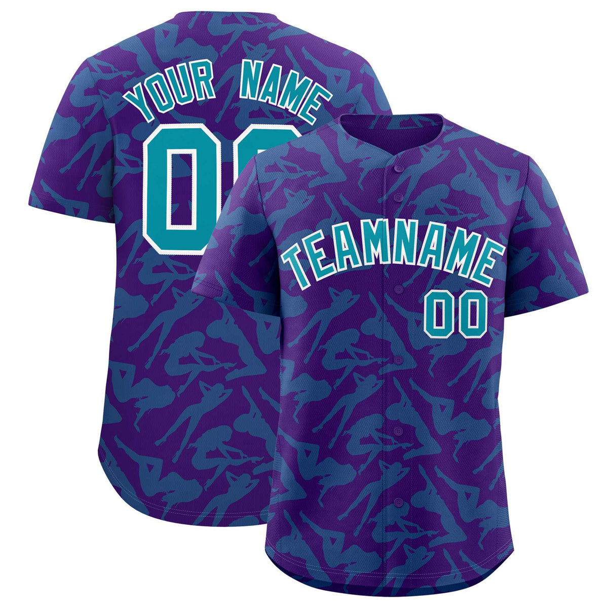 Custom Purple Aqua Playboy Graffiti Pattern Authentic Baseball Jersey| KXKSHOP