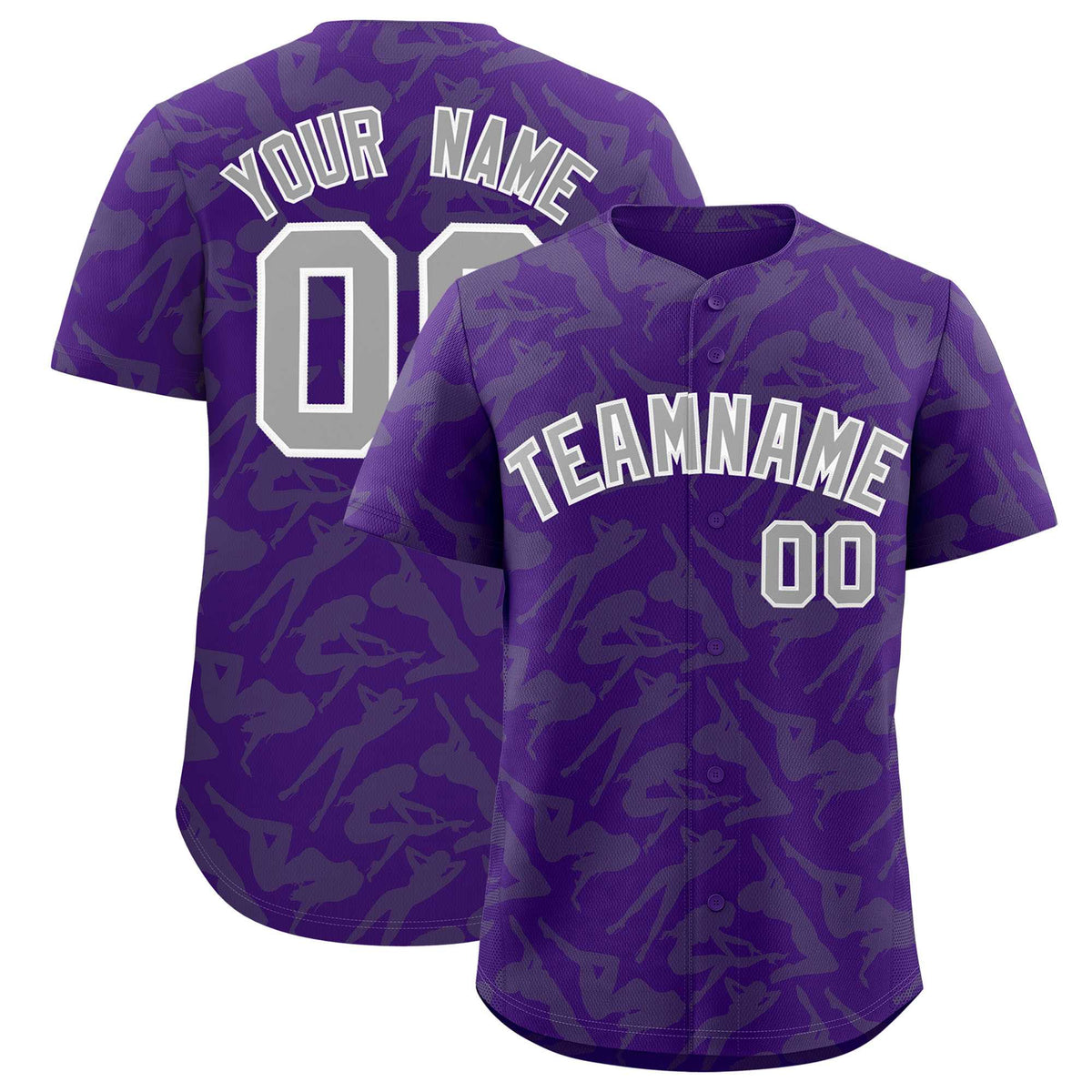 Custom Purple Gray Playboy Graffiti Pattern Authentic Baseball Jersey| KXKSHOP