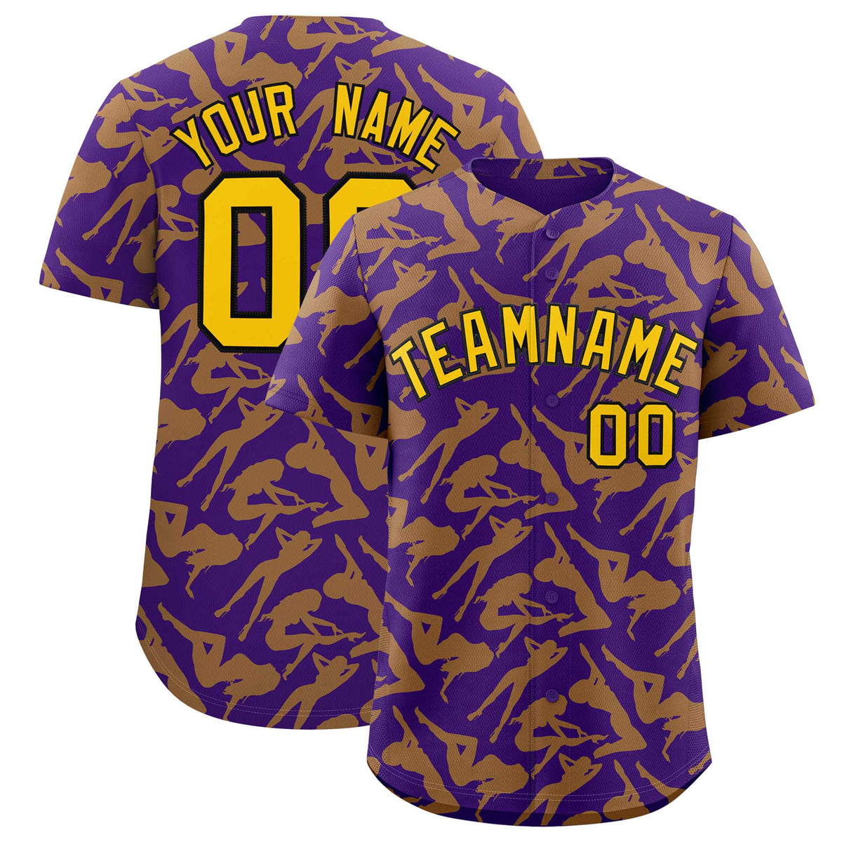 Custom Purple Yellow Playboy Graffiti Pattern Authentic Baseball Jersey| KXKSHOP