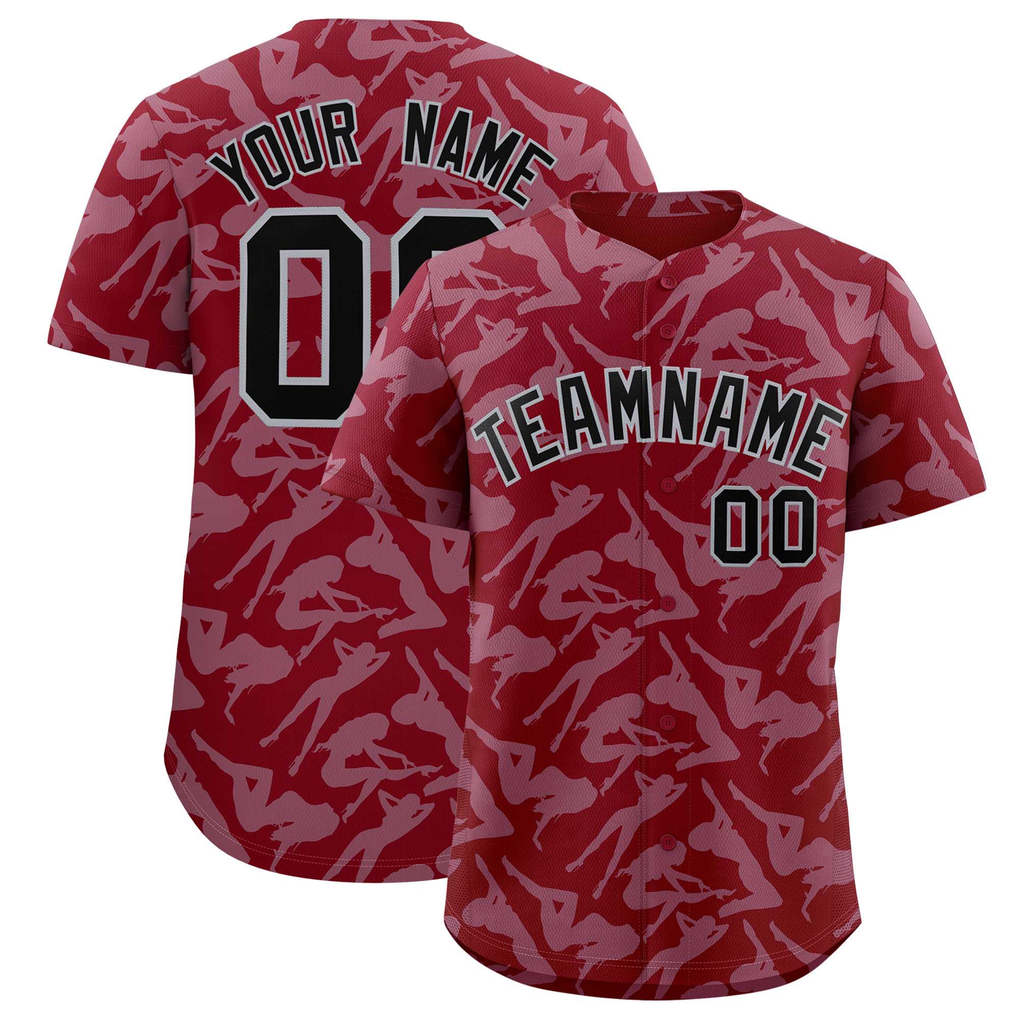 Custom Crimson Gray Playboy Graffiti Pattern Authentic Baseball Jersey| KXKSHOP