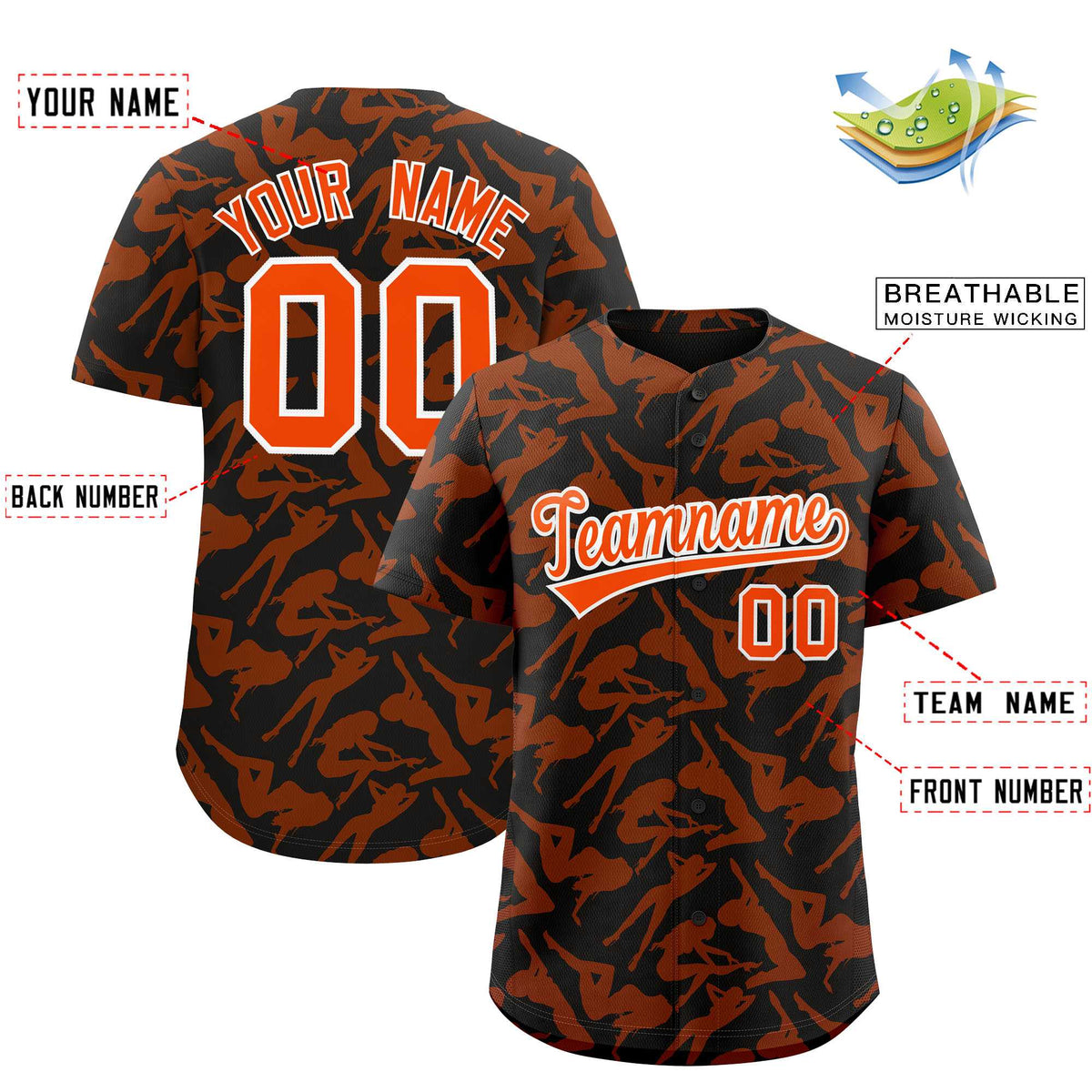 Custom Black Orange Playboy Graffiti Pattern Authentic Baseball Jersey| KXKSHOP