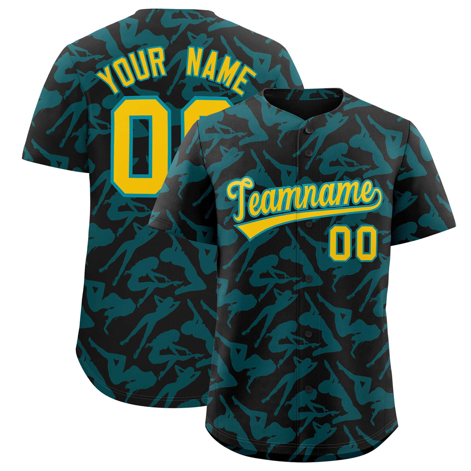 Custom Black Aqua Playboy Graffiti Pattern Authentic Baseball Jersey| KXKSHOP