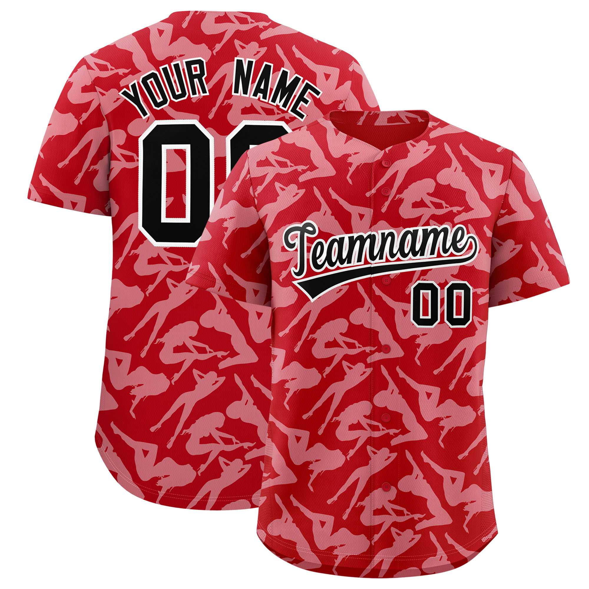 Custom Red White Playboy Graffiti Pattern Authentic Baseball Jersey| KXKSHOP