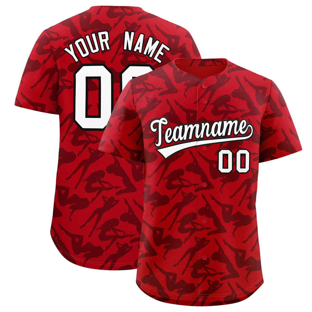Custom Red Black Playboy Graffiti Pattern Authentic Baseball Jersey| KXKSHOP