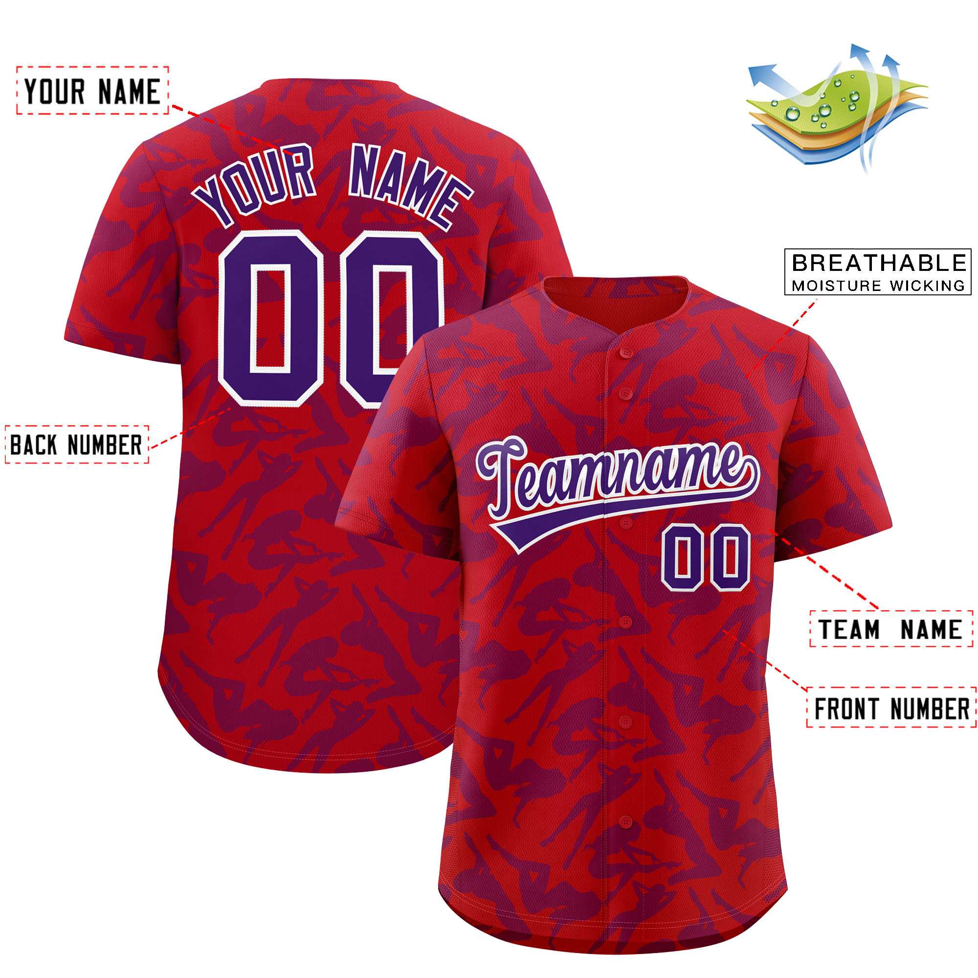 Custom Red Purple Playboy Graffiti Pattern Authentic Baseball Jersey| KXKSHOP