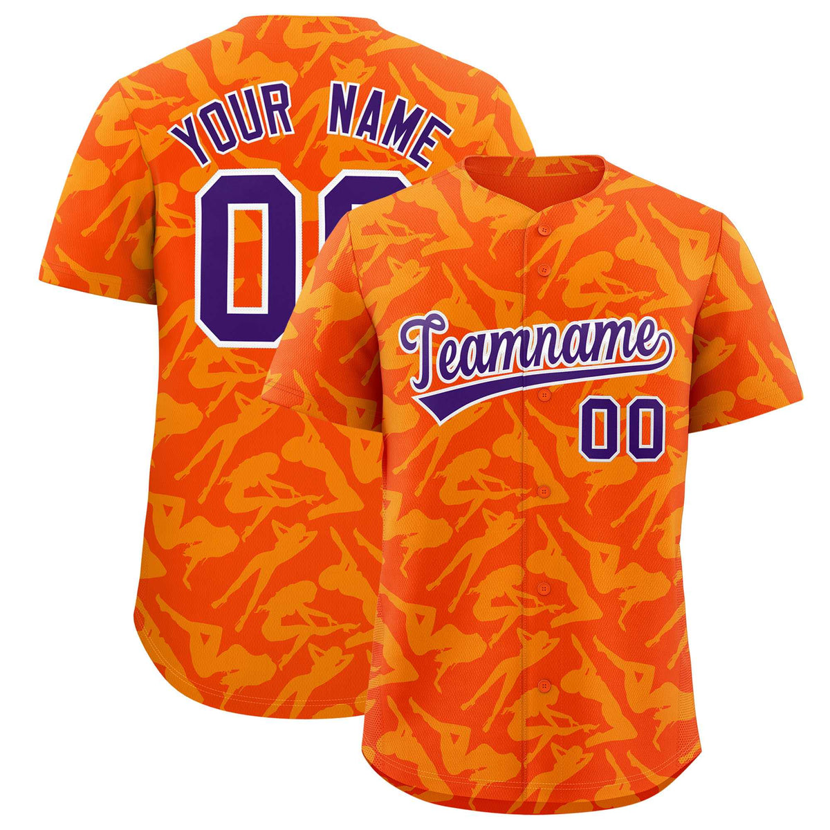 Custom Orange Gold Playboy Graffiti Pattern Authentic Baseball Jersey| KXKSHOP