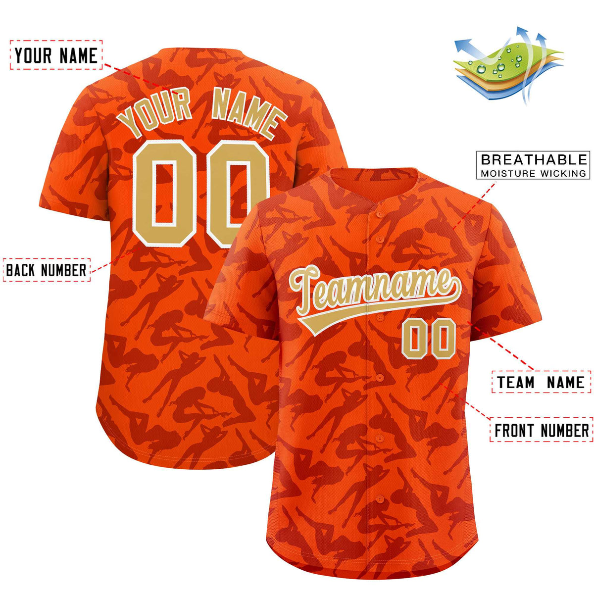 Custom Orange Crimson Playboy Graffiti Pattern Authentic Baseball Jersey| KXKSHOP