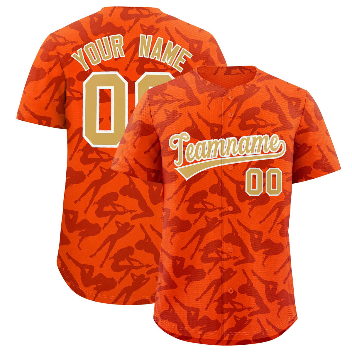 Custom Orange Crimson Playboy Graffiti Pattern Authentic Baseball Jersey| KXKSHOP