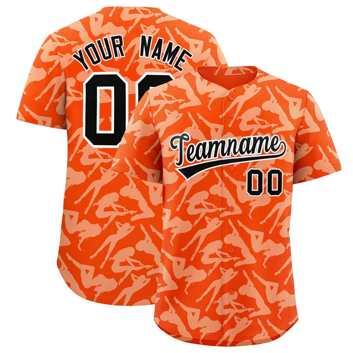 Custom Orange White Playboy Graffiti Pattern Authentic Baseball Jersey| KXKSHOP