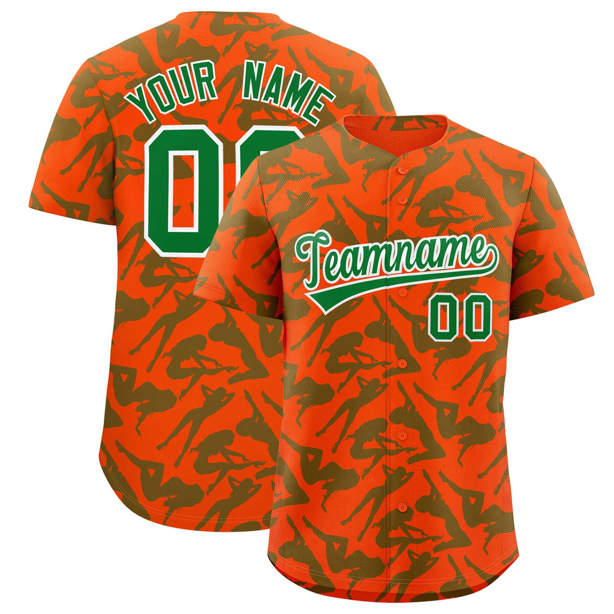 Custom Orange Kelly Green Playboy Graffiti Pattern Authentic Baseball Jersey| KXKSHOP