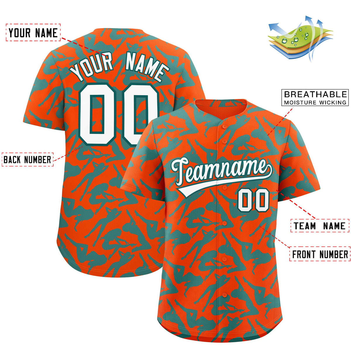 Custom Orange Aqua Playboy Graffiti Pattern Authentic Baseball Jersey| KXKSHOP