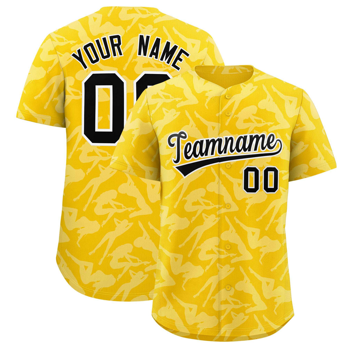 Custom Gold White Playboy Graffiti Pattern Authentic Baseball Jersey| KXKSHOP