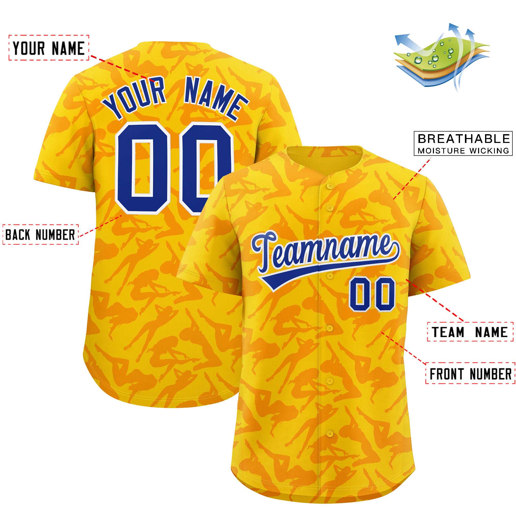 Custom Gold Orange Playboy Graffiti Pattern Authentic Baseball Jersey| KXKSHOP