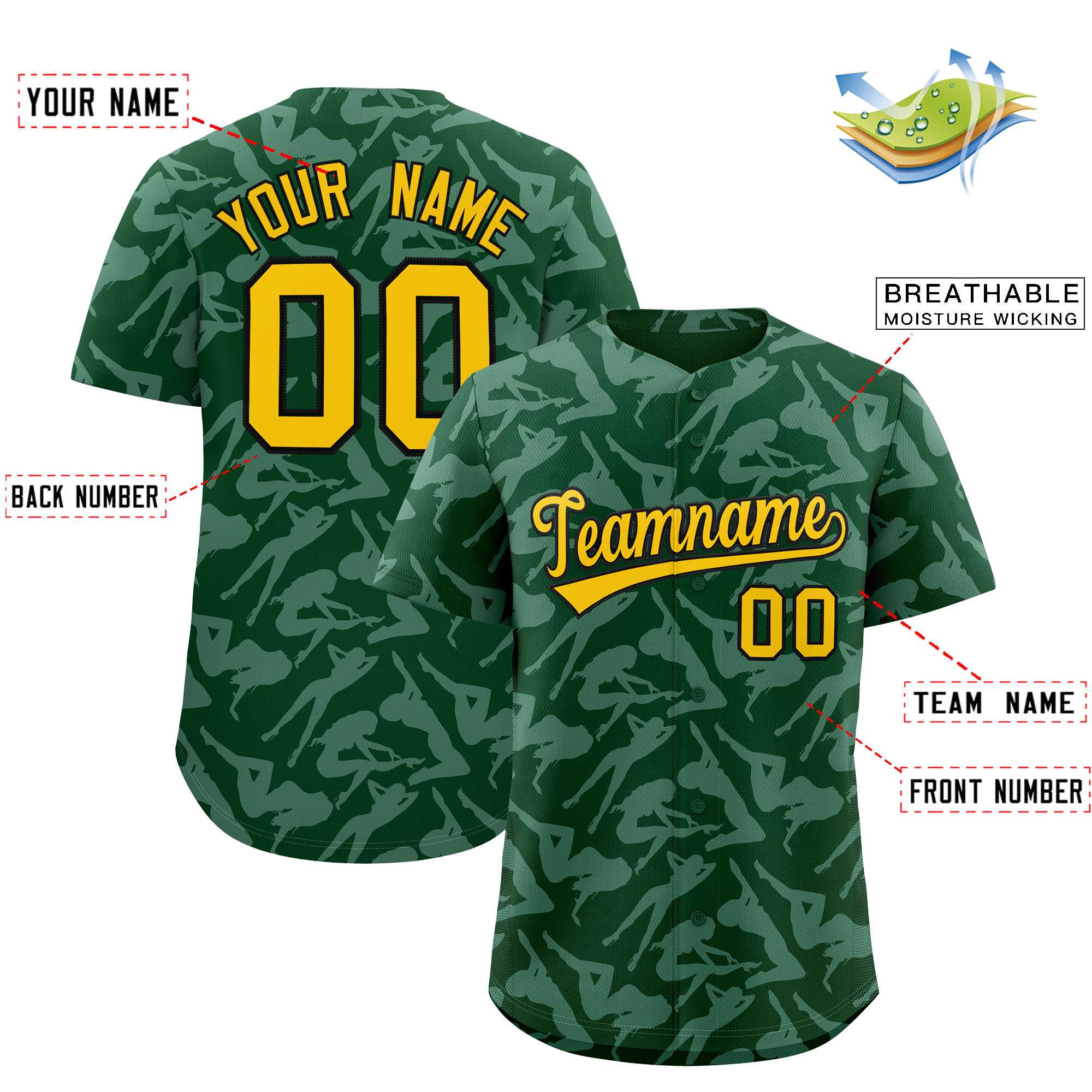 Custom Green White Playboy Graffiti Pattern Authentic Baseball Jersey| KXKSHOP