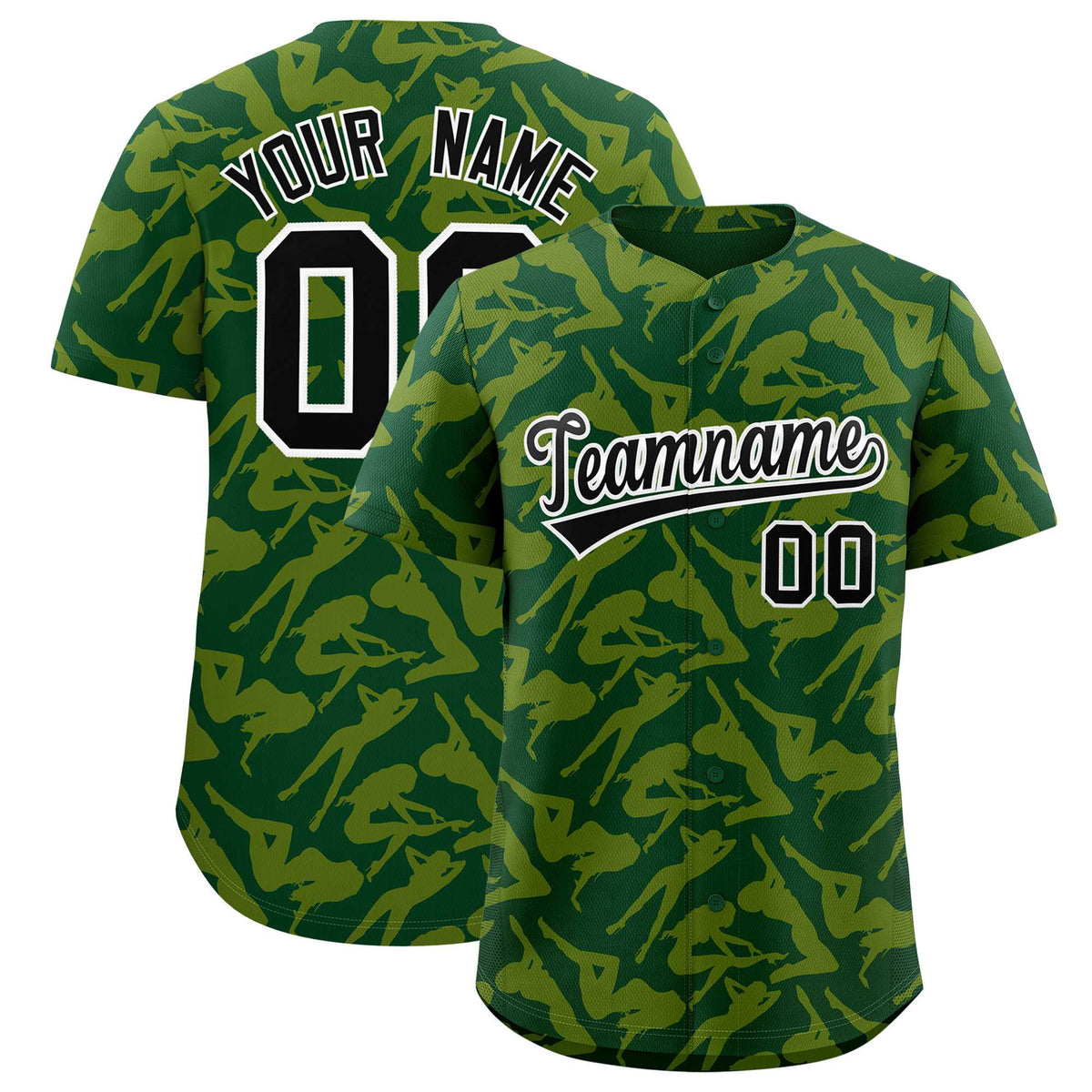 Custom Green Gold Playboy Graffiti Pattern Authentic Baseball Jersey| KXKSHOP