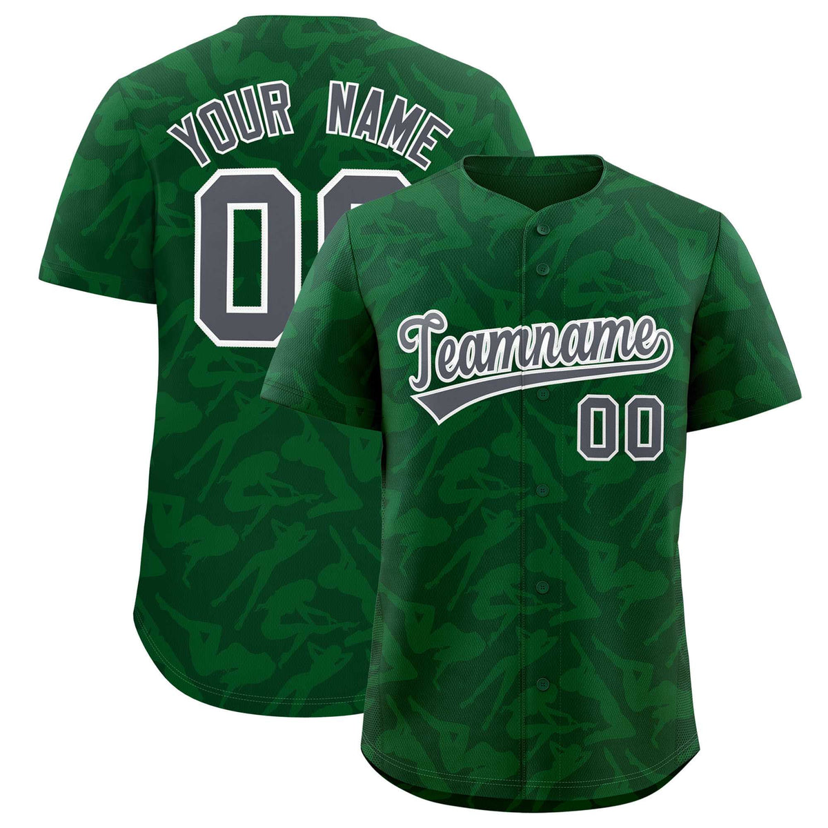 Custom Green Gray Playboy Graffiti Pattern Authentic Baseball Jersey| KXKSHOP