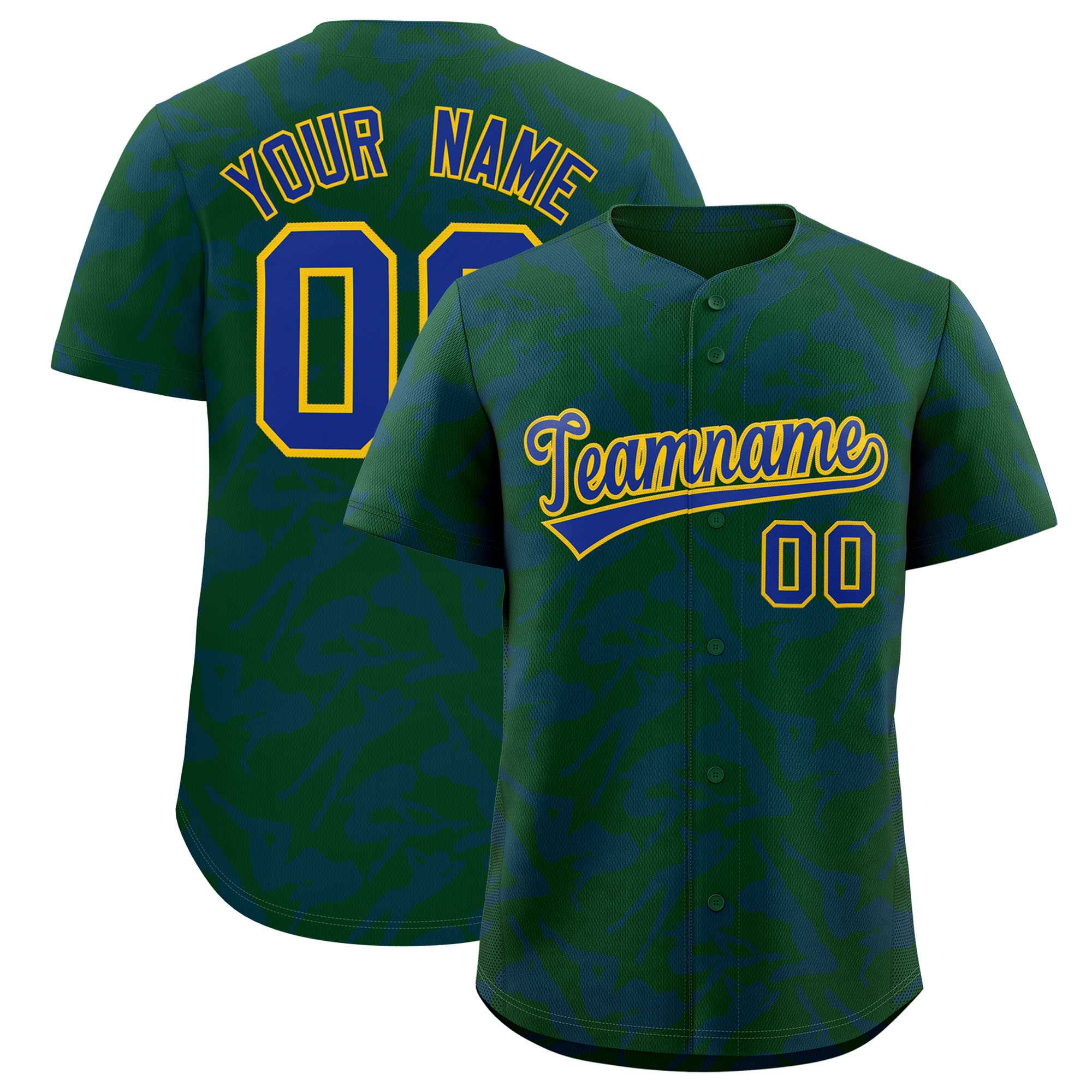 Custom Green Royal Playboy Graffiti Pattern Authentic Baseball Jersey| KXKSHOP