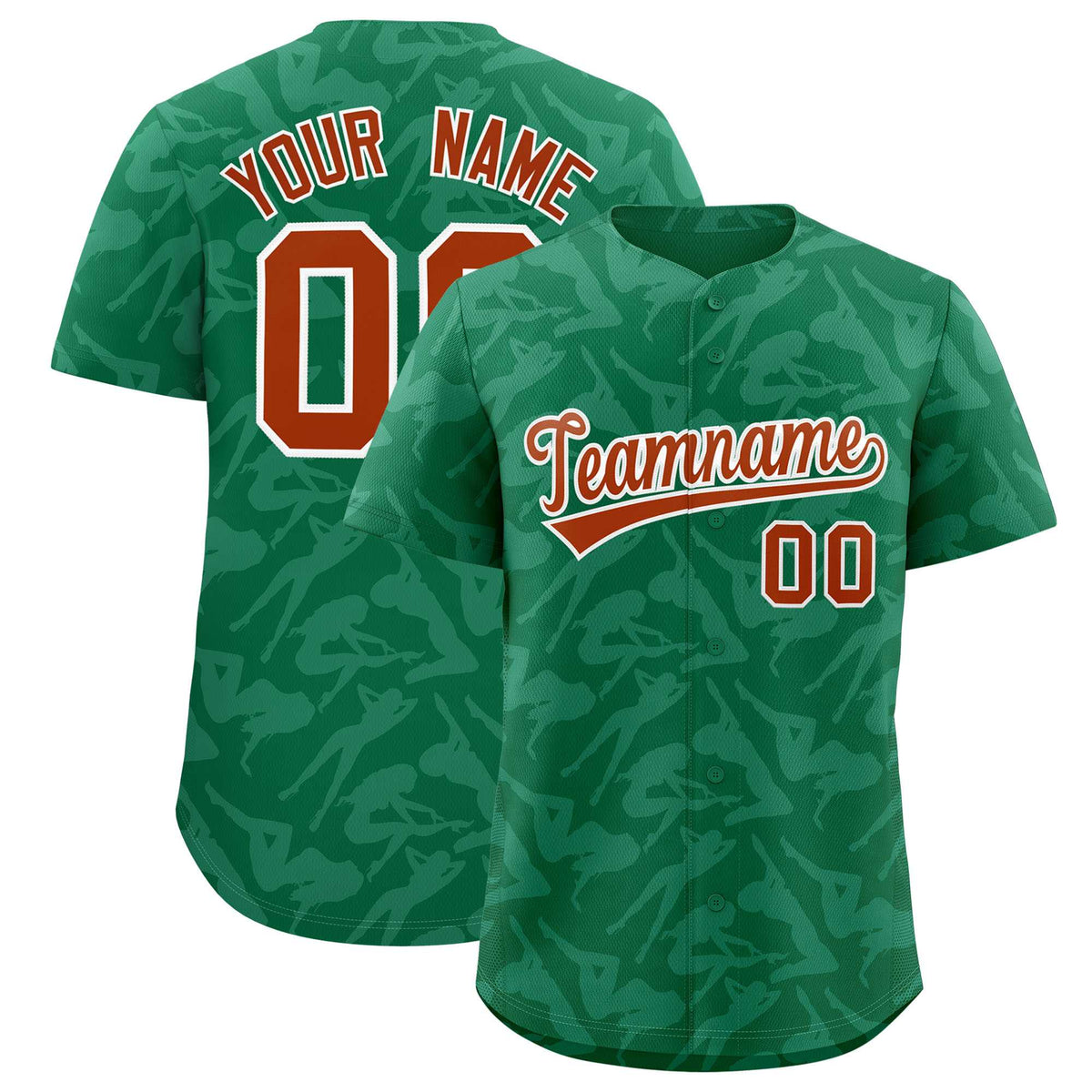 Custom Kelly Green White Playboy Graffiti Pattern Authentic Baseball Jersey| KXKSHOP