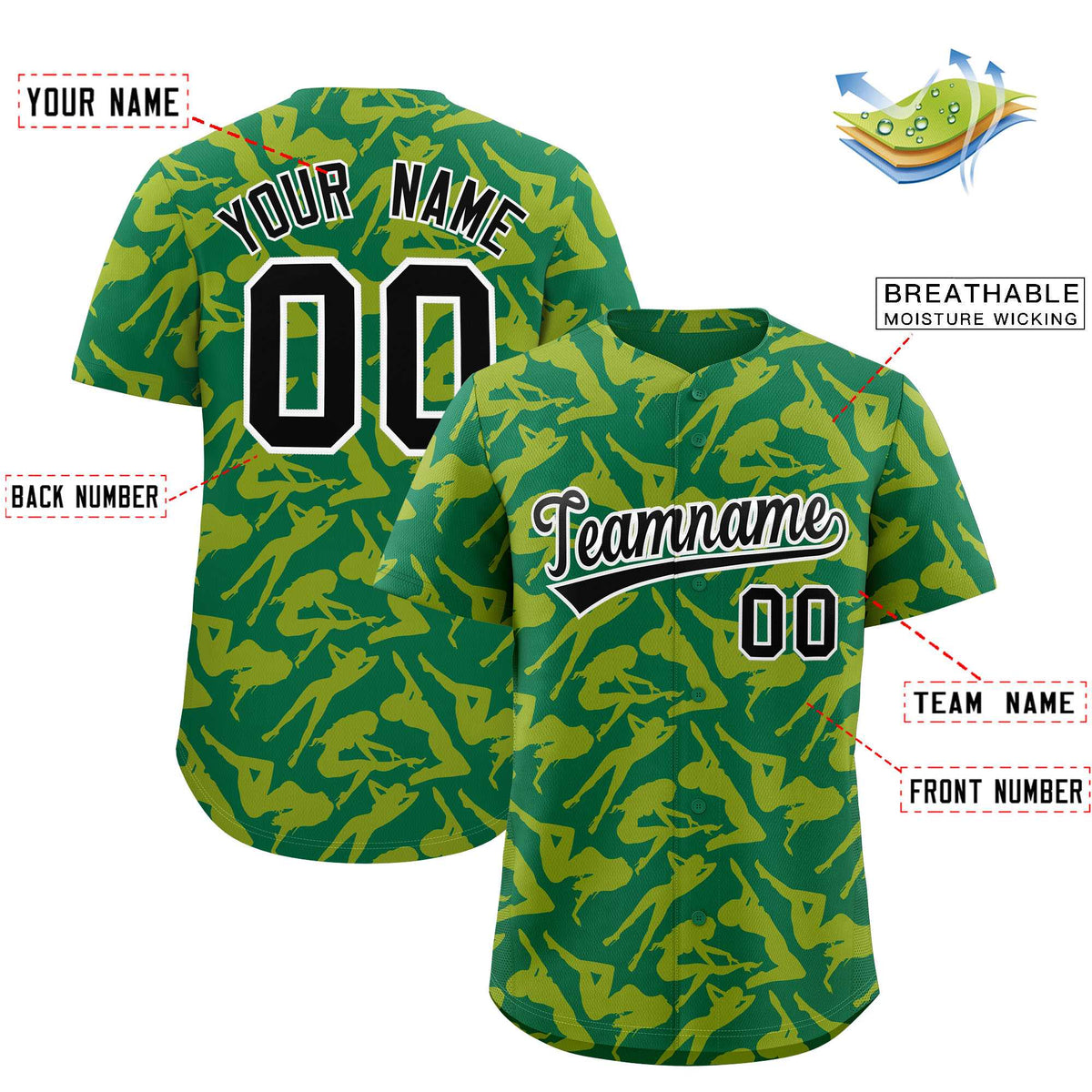 Custom Kelly Green Gold Playboy Graffiti Pattern Authentic Baseball Jersey| KXKSHOP