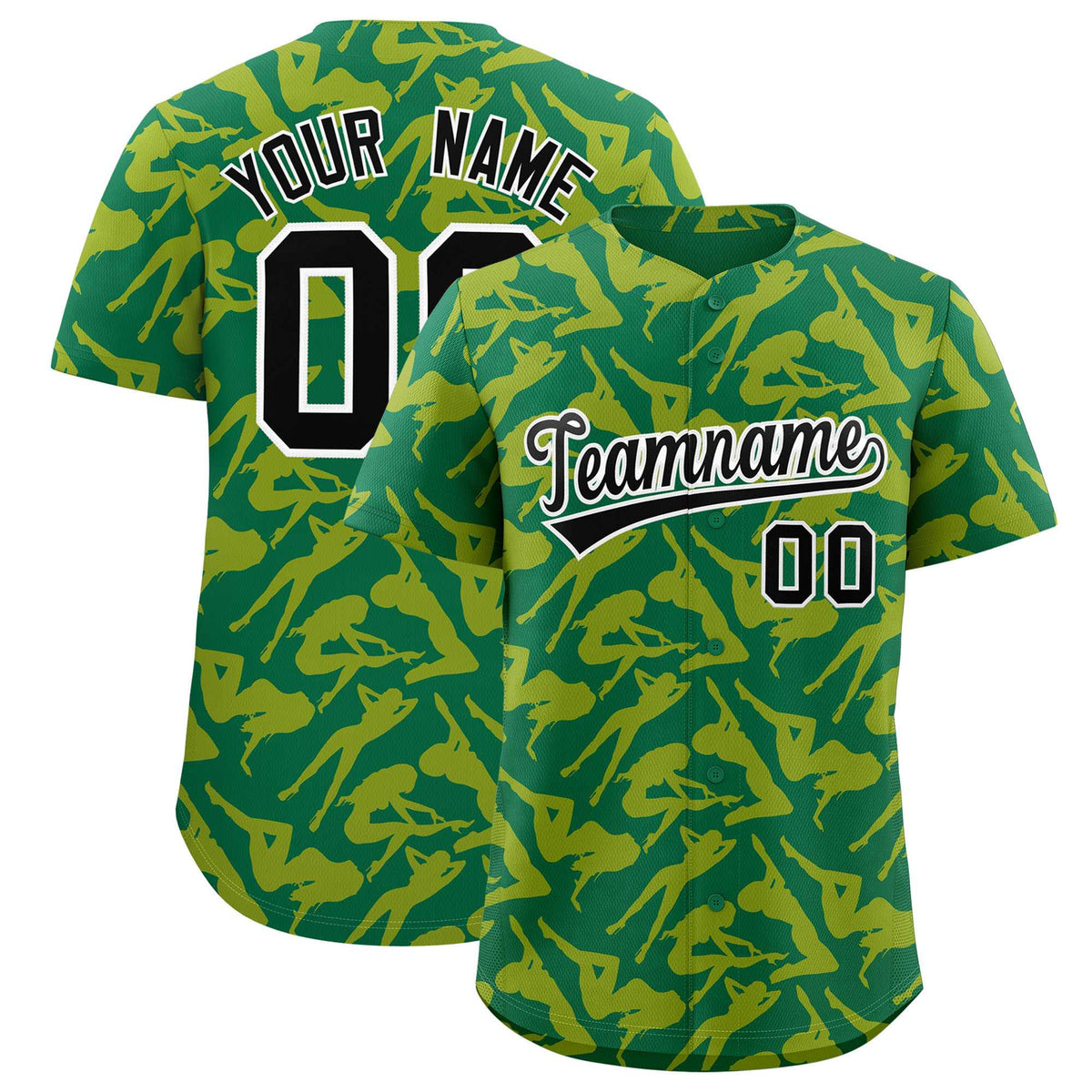 Custom Kelly Green Gold Playboy Graffiti Pattern Authentic Baseball Jersey| KXKSHOP