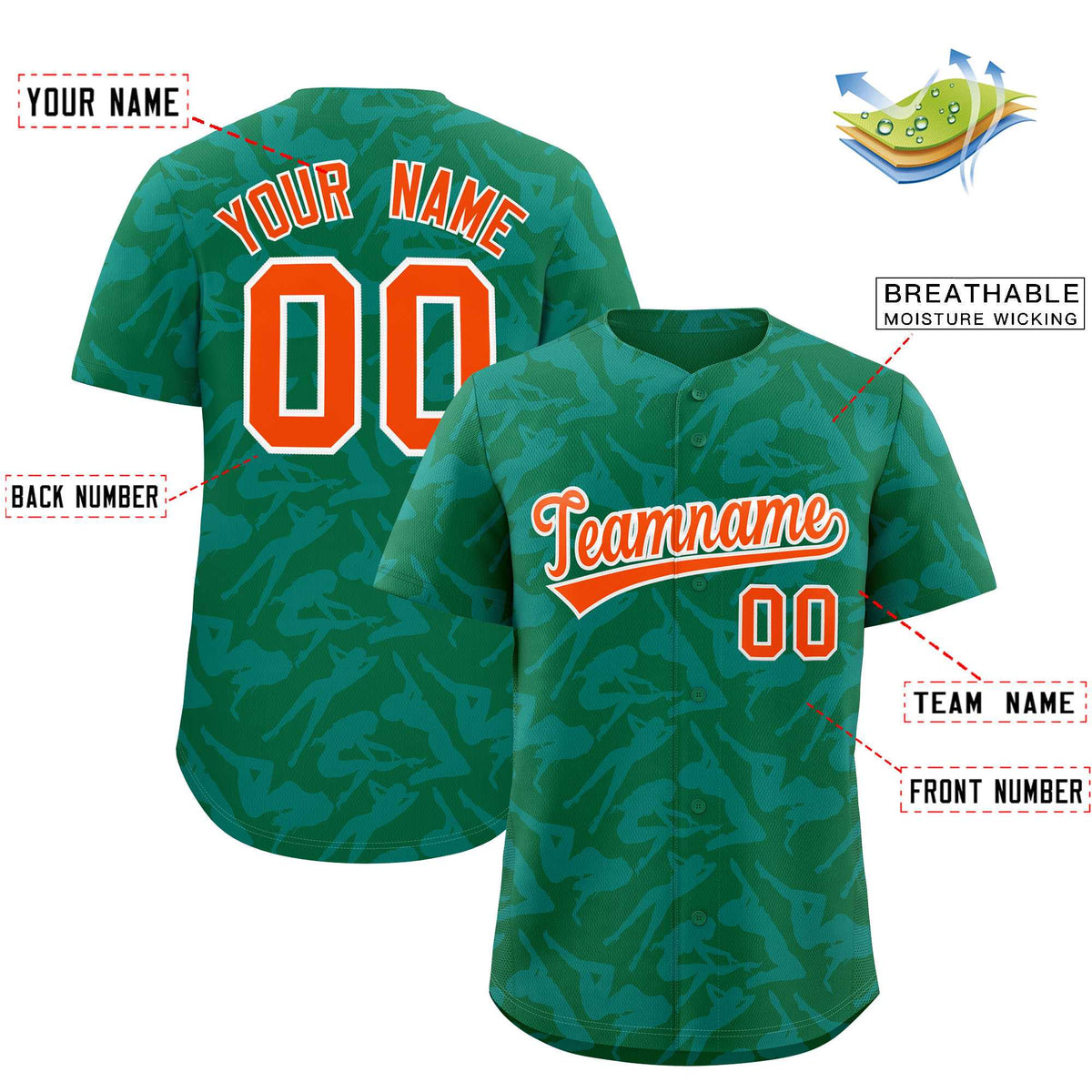 Custom Kelly Green Aqua Playboy Graffiti Pattern Authentic Baseball Jersey| KXKSHOP