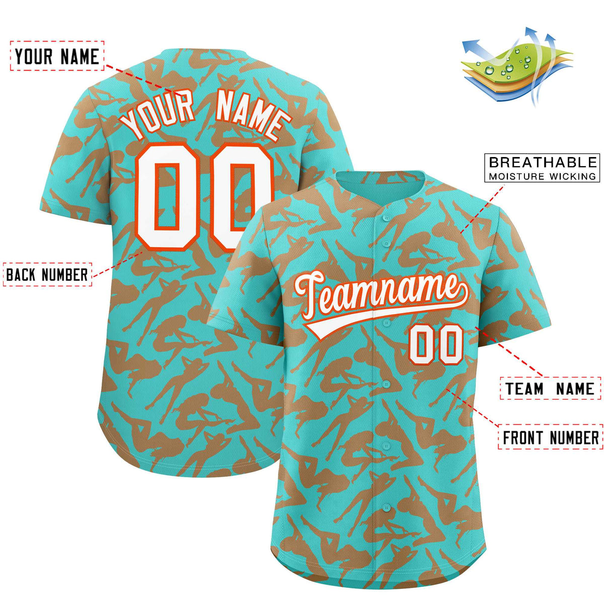 Custom Bright Green Orange Playboy Graffiti Pattern Authentic Baseball Jersey| KXKSHOP