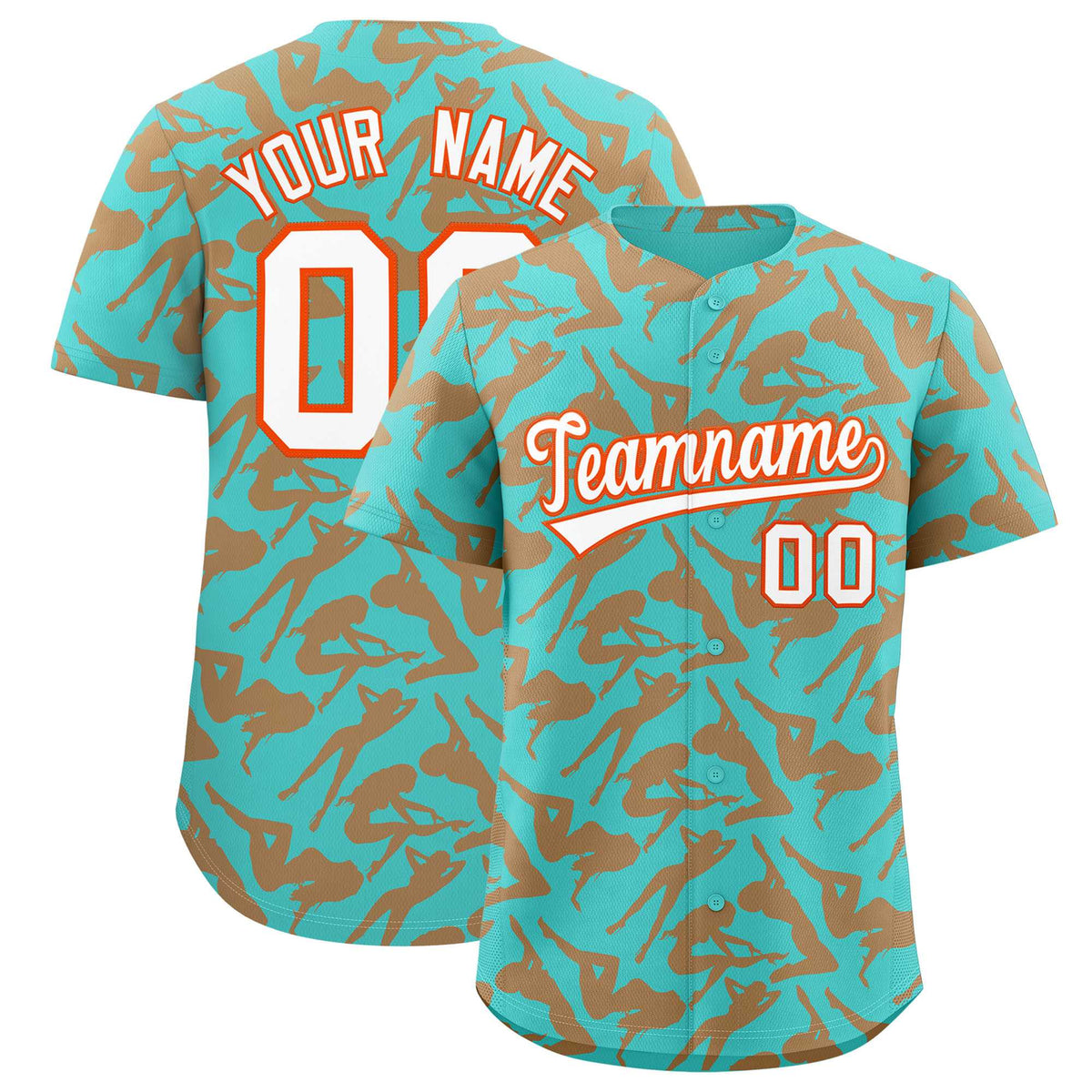 Custom Bright Green Orange Playboy Graffiti Pattern Authentic Baseball Jersey| KXKSHOP