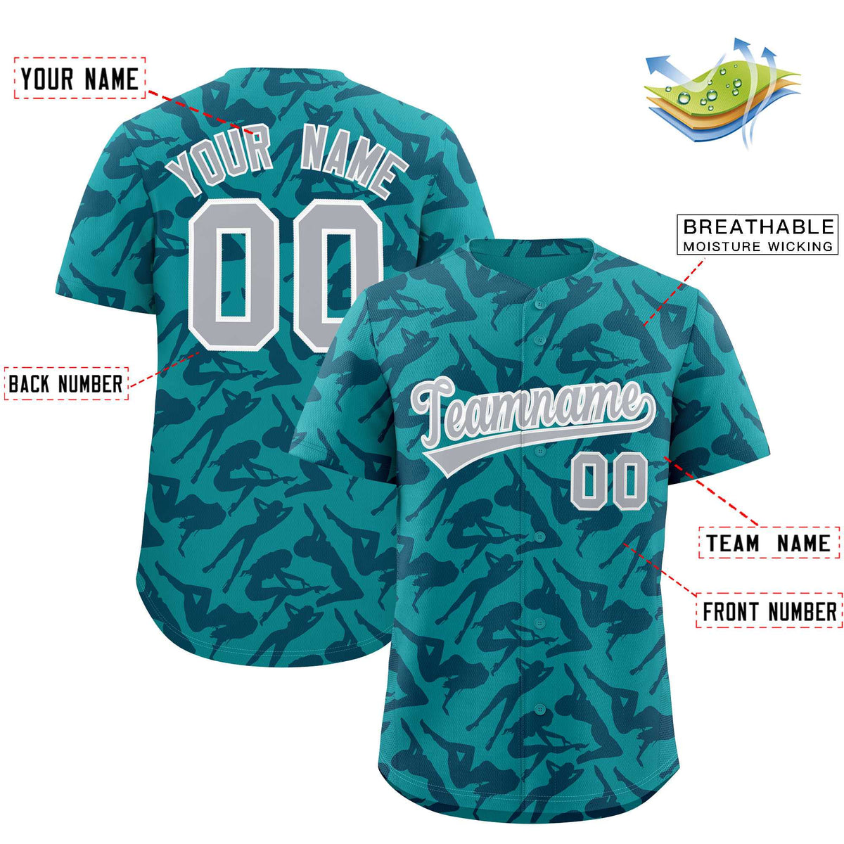 Custom Aqua Navy Playboy Graffiti Pattern Authentic Baseball Jersey| KXKSHOP