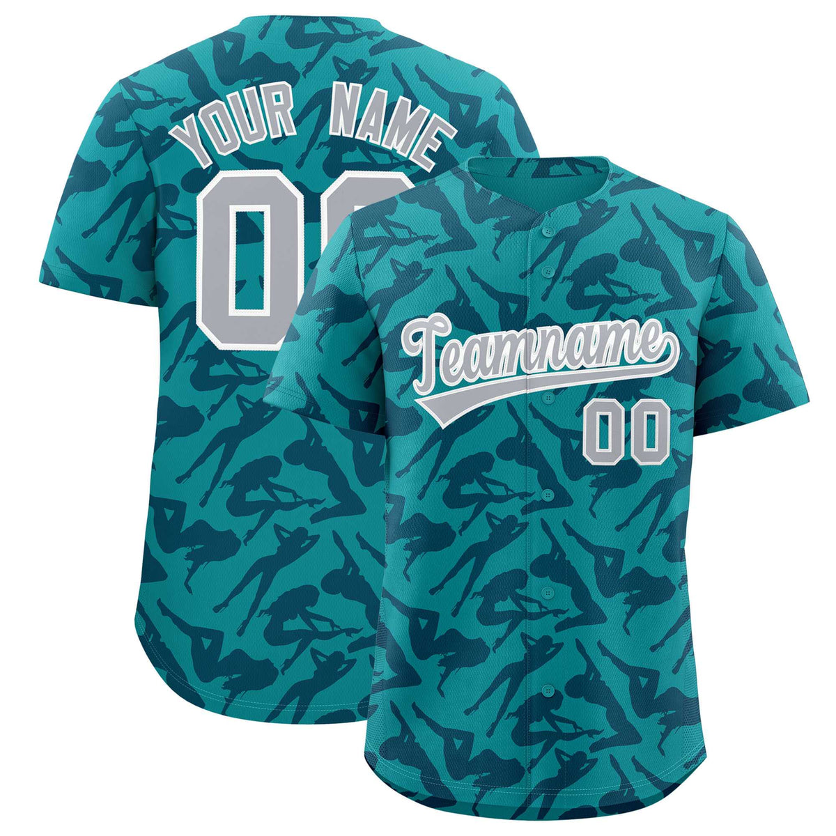 Custom Aqua Navy Playboy Graffiti Pattern Authentic Baseball Jersey| KXKSHOP