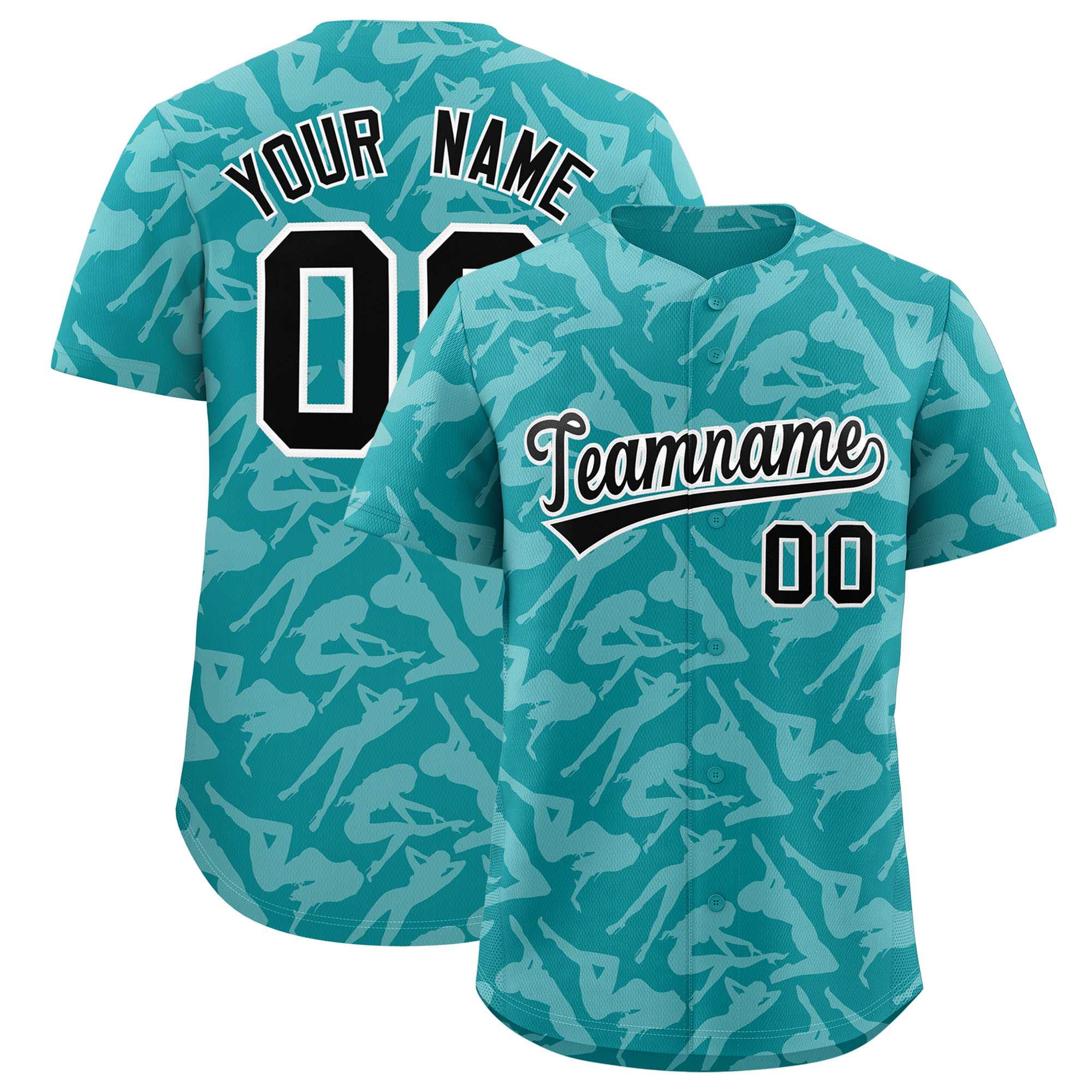 Custom Aqua White Playboy Graffiti Pattern Authentic Baseball Jersey| KXKSHOP