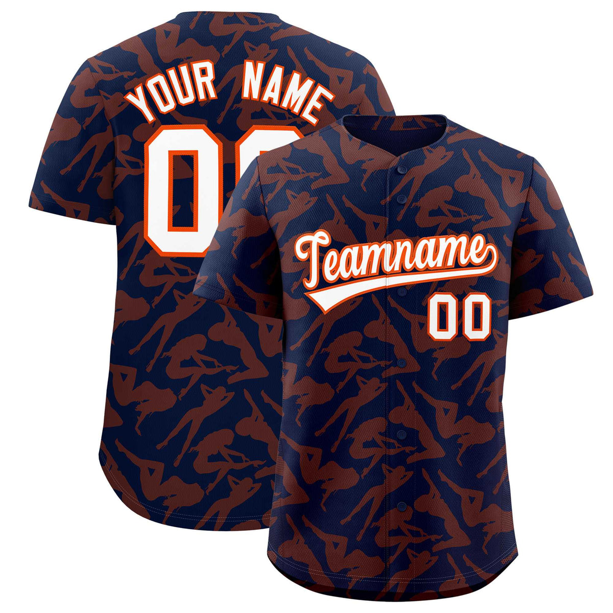 Custom Navy Orange Playboy Graffiti Pattern Authentic Baseball Jersey| KXKSHOP