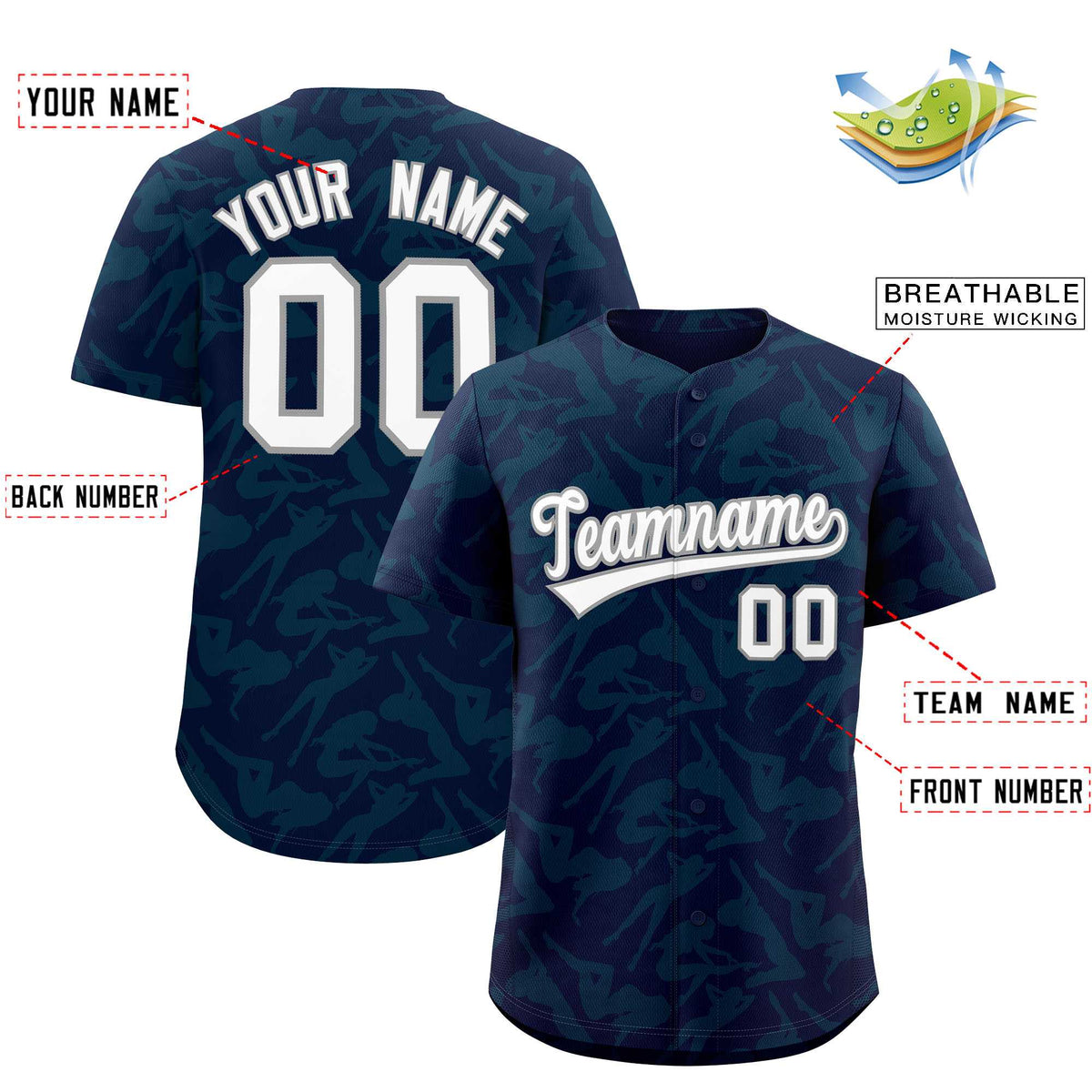 Custom Navy Aqua Playboy Graffiti Pattern Authentic Baseball Jersey| KXKSHOP