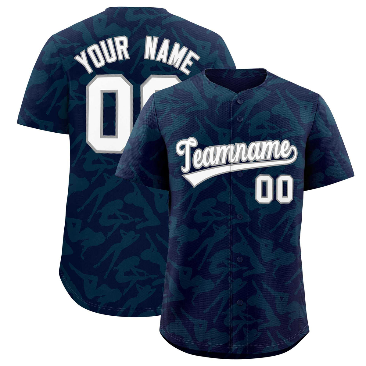 Custom Navy Aqua Playboy Graffiti Pattern Authentic Baseball Jersey| KXKSHOP