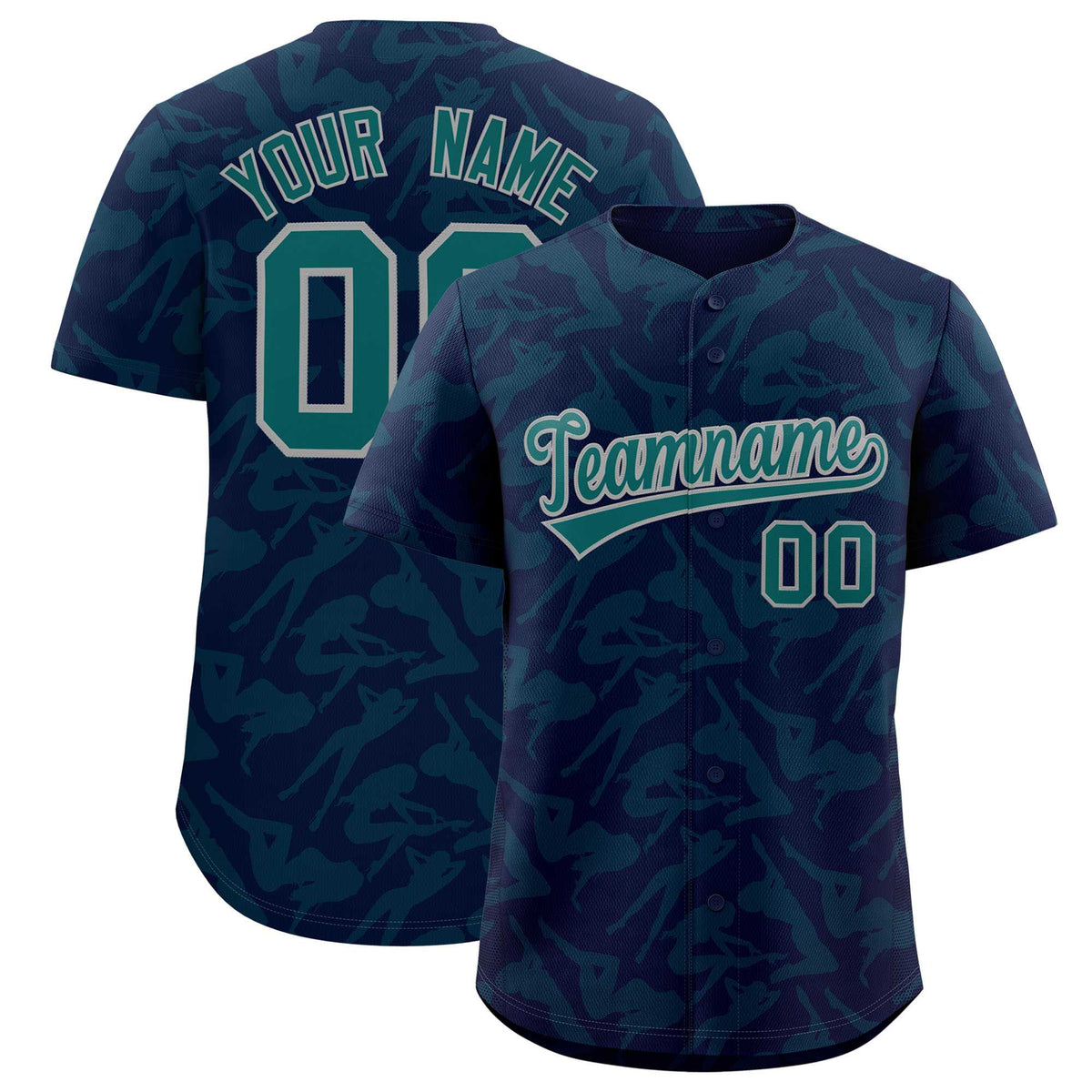 Custom Navy Aqua Playboy Graffiti Pattern Authentic Baseball Jersey| KXKSHOP