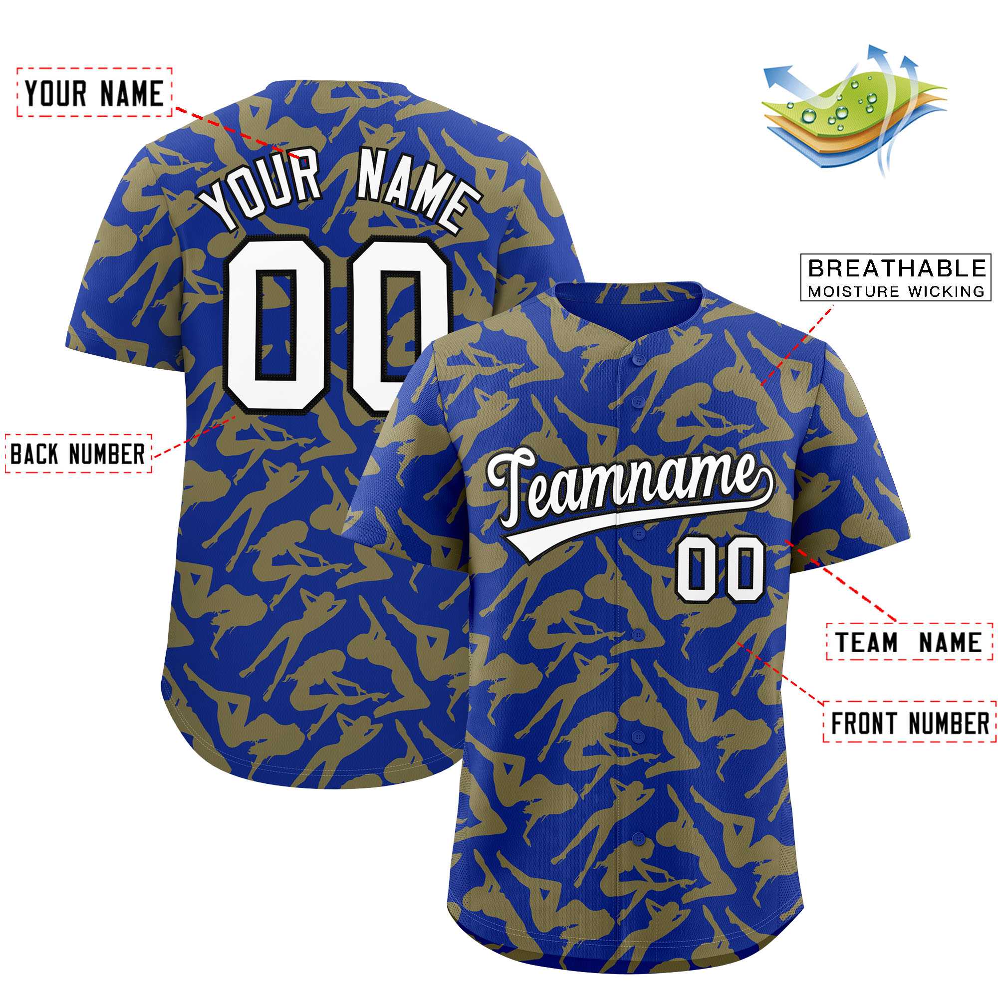 Custom Royal Gold Playboy Graffiti Pattern Authentic Baseball Jersey| KXKSHOP