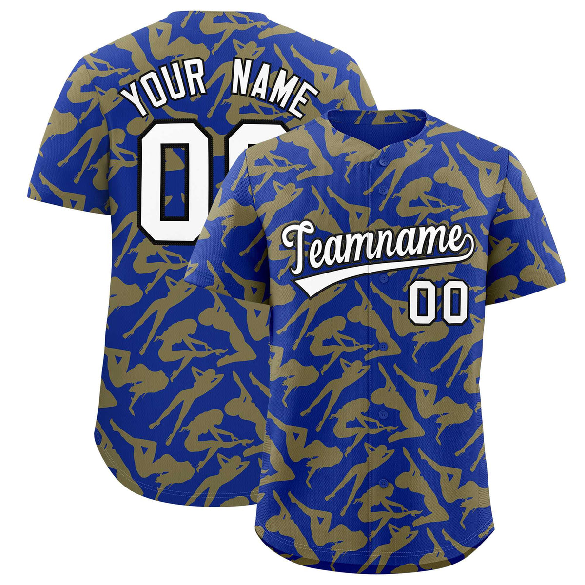 Custom Royal Gold Playboy Graffiti Pattern Authentic Baseball Jersey| KXKSHOP