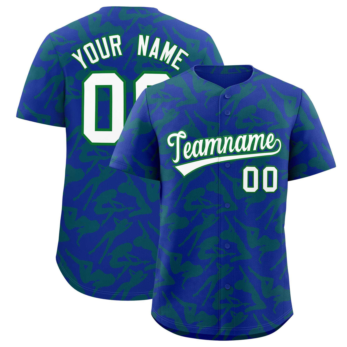 Custom Royal Kelly Green Playboy Graffiti Pattern Authentic Baseball Jersey| KXKSHOP