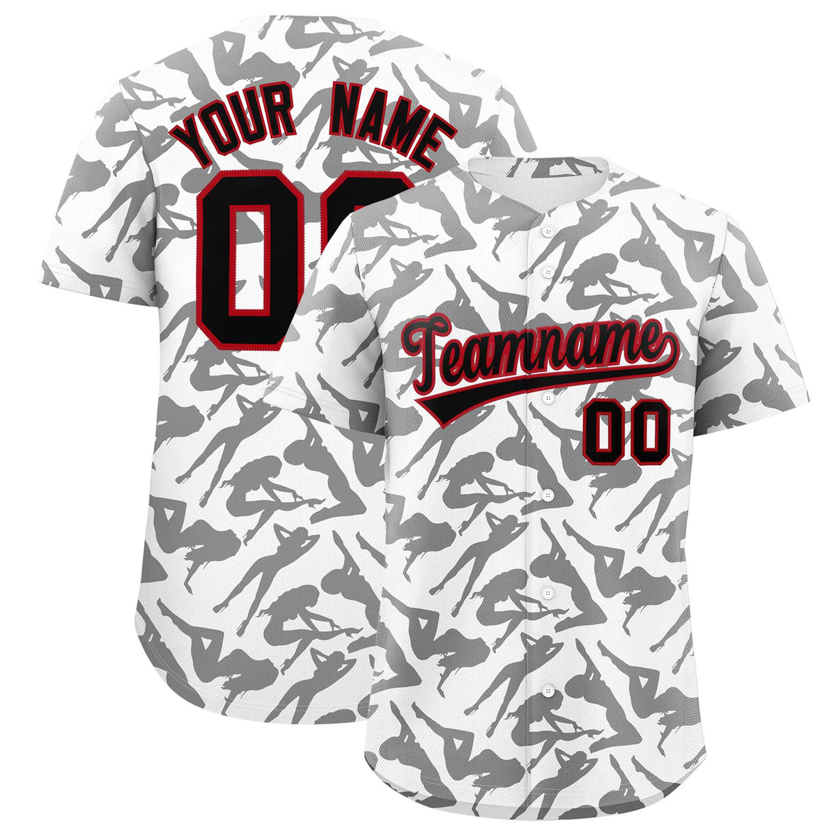 Custom White Black Playboy Graffiti Pattern Authentic Baseball Jersey| KXKSHOP