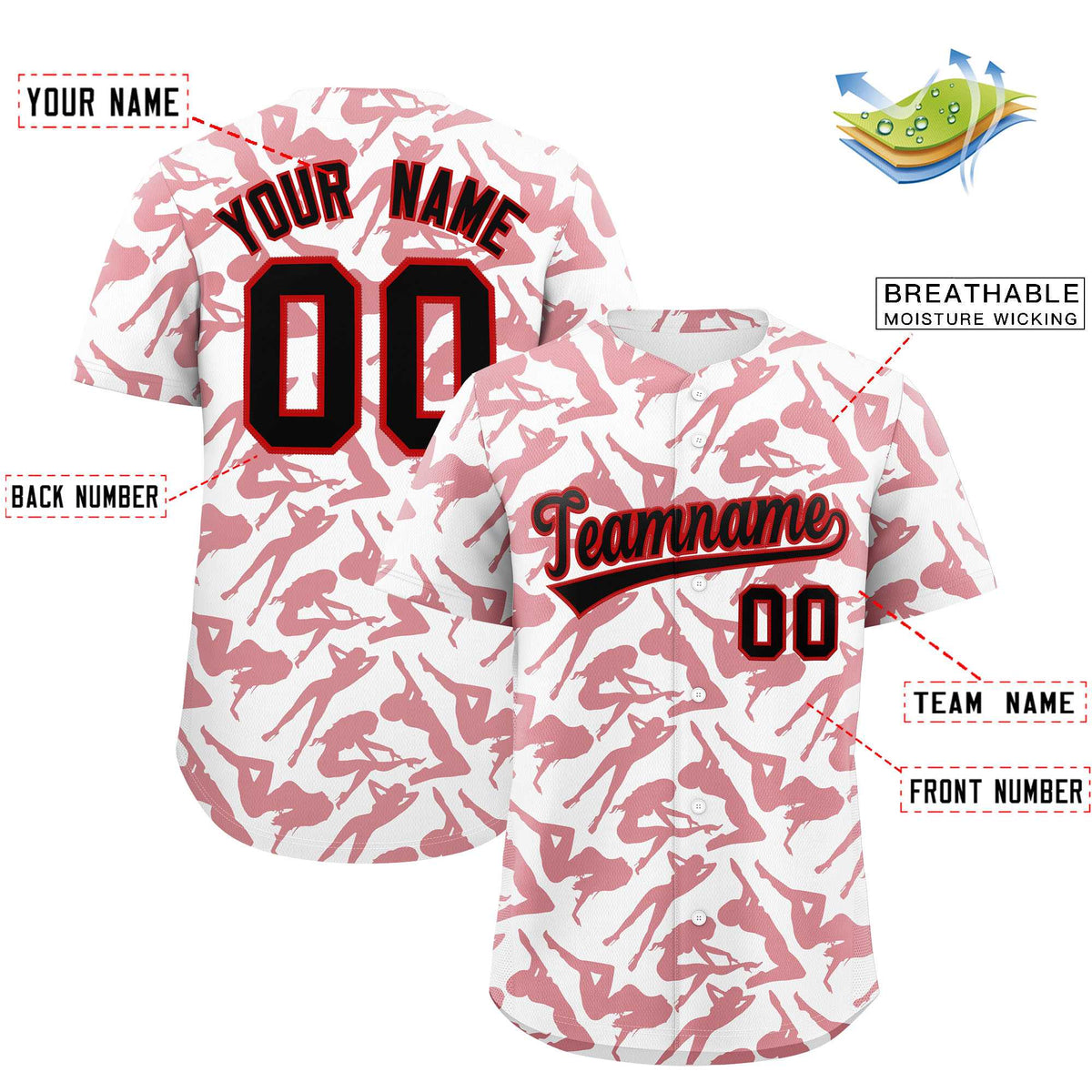 Custom White Red Playboy Graffiti Pattern Authentic Baseball Jersey| KXKSHOP