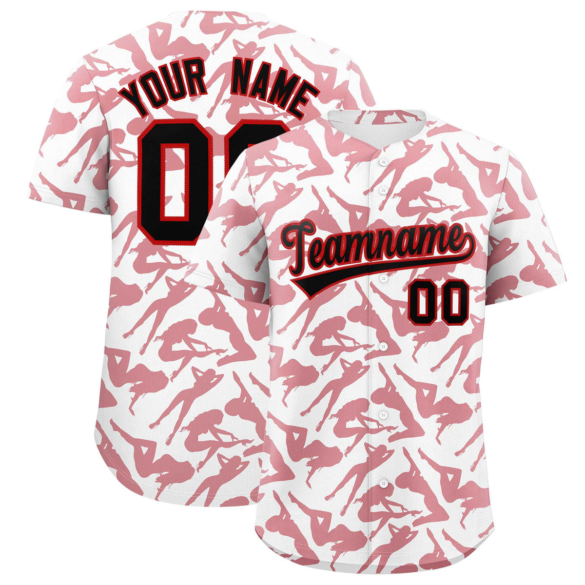 Custom White Red Playboy Graffiti Pattern Authentic Baseball Jersey| KXKSHOP