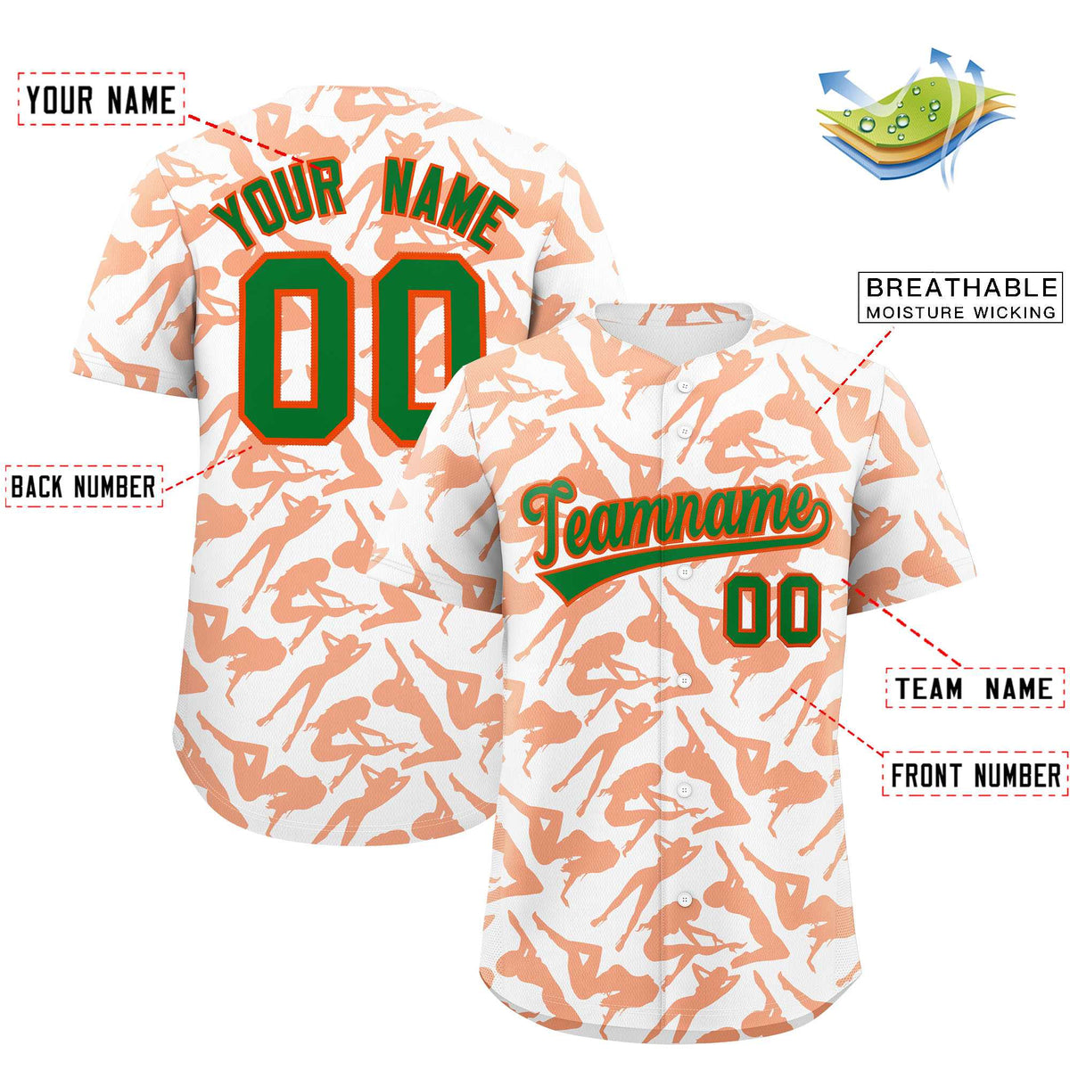 Custom White Orange Playboy Graffiti Pattern Authentic Baseball Jersey| KXKSHOP