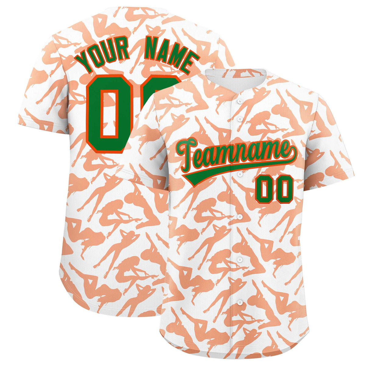 Custom White Orange Playboy Graffiti Pattern Authentic Baseball Jersey| KXKSHOP