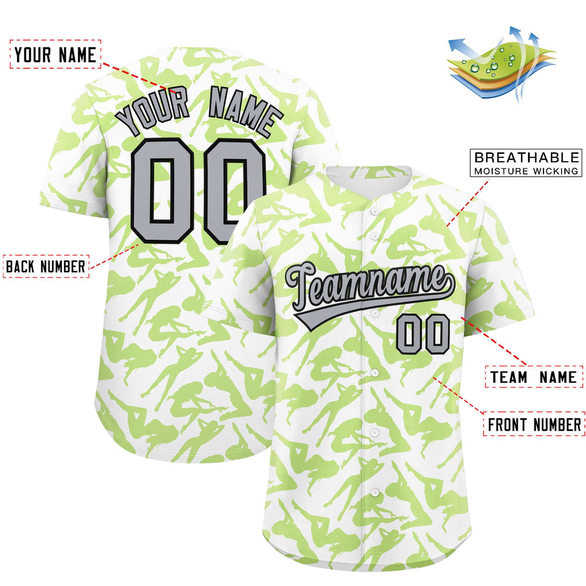 Custom White Neon Green Playboy Graffiti Pattern Authentic Baseball Jersey| KXKSHOP
