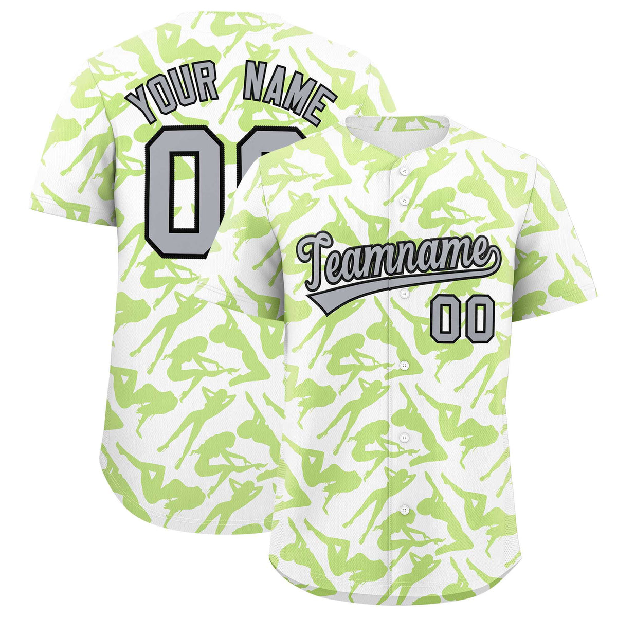 Custom White Neon Green Playboy Graffiti Pattern Authentic Baseball Jersey| KXKSHOP