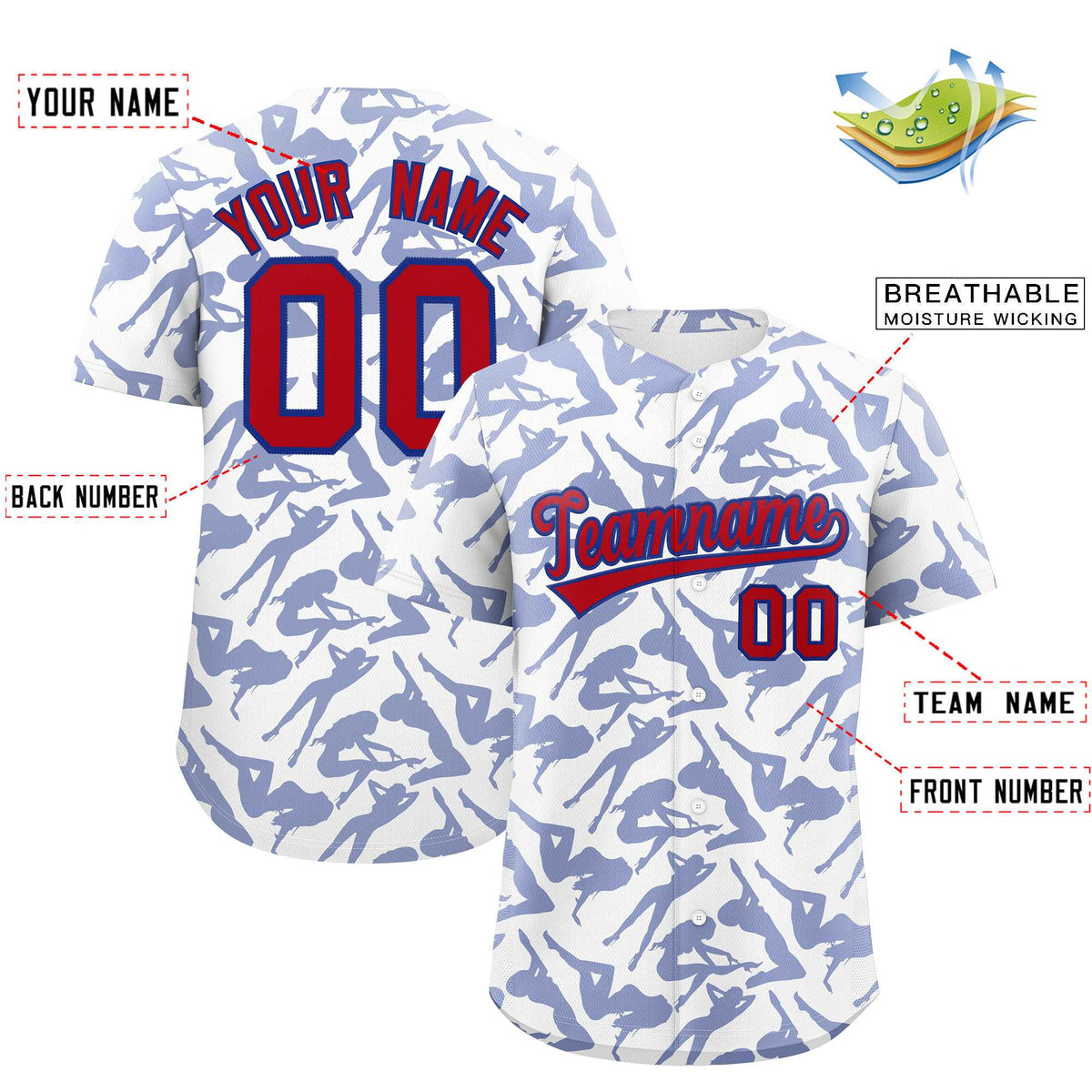 Custom White Royal Playboy Graffiti Pattern Authentic Baseball Jersey| KXKSHOP