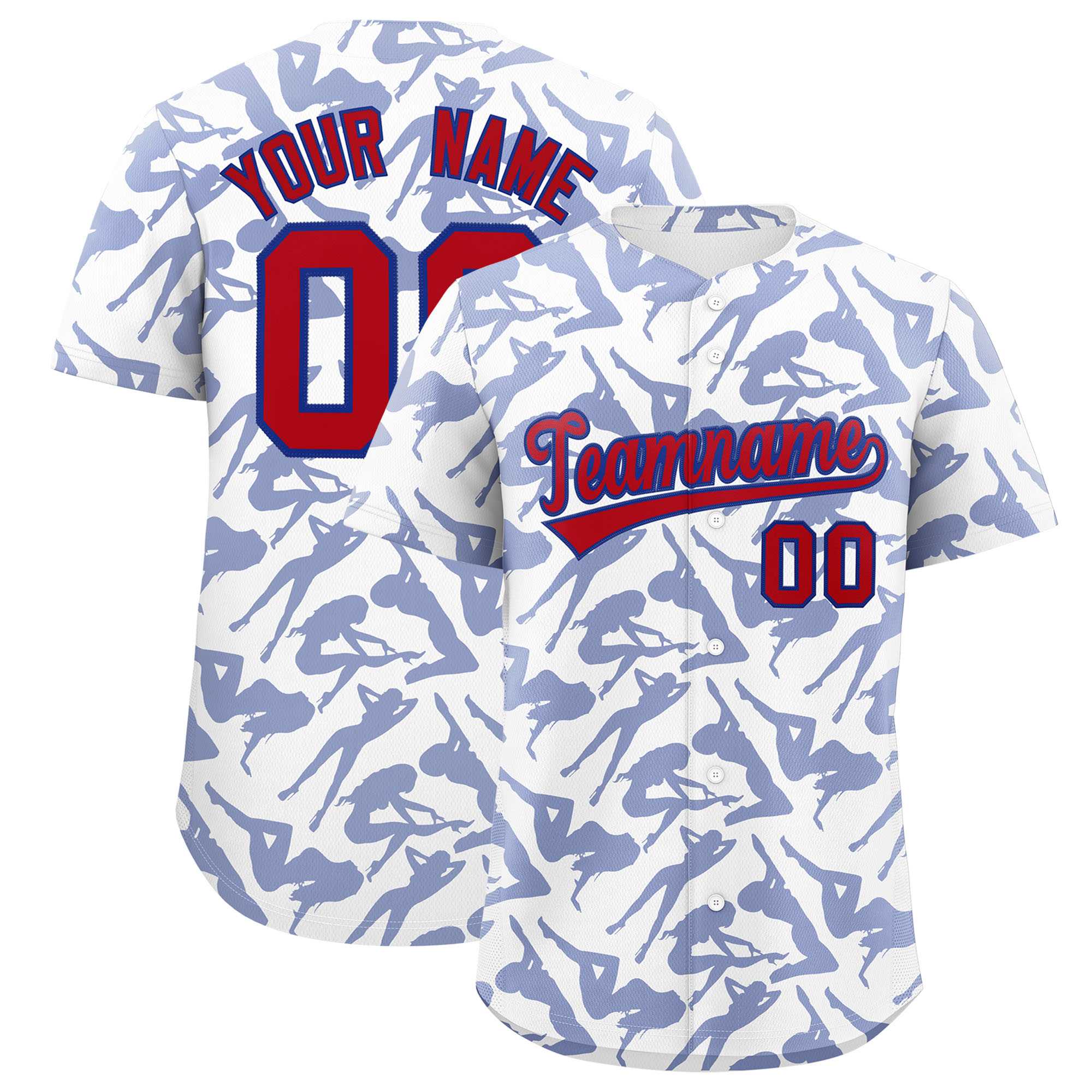 Custom White Royal Playboy Graffiti Pattern Authentic Baseball Jersey| KXKSHOP