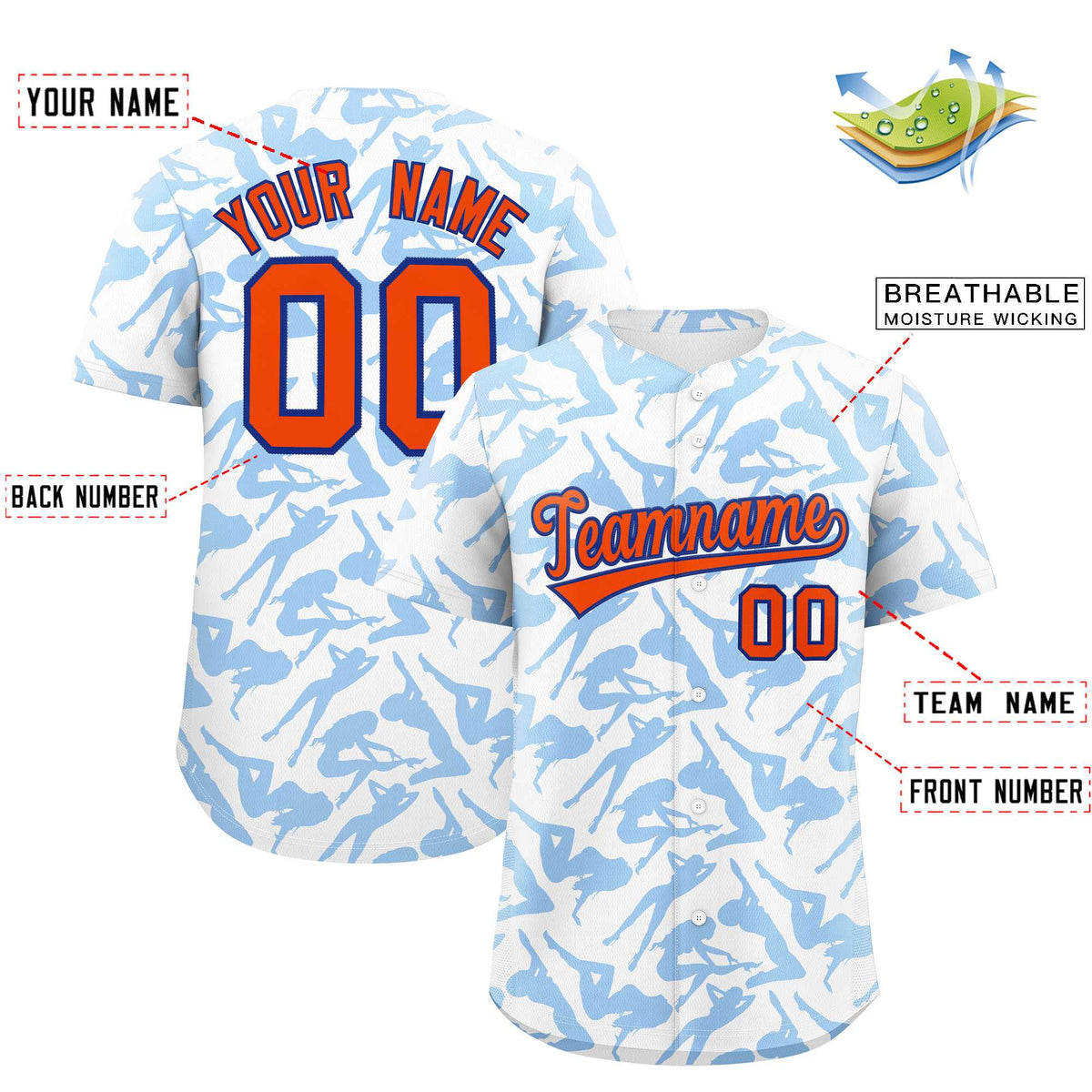 Custom White Powder Blue Playboy Graffiti Pattern Authentic Baseball Jersey| KXKSHOP