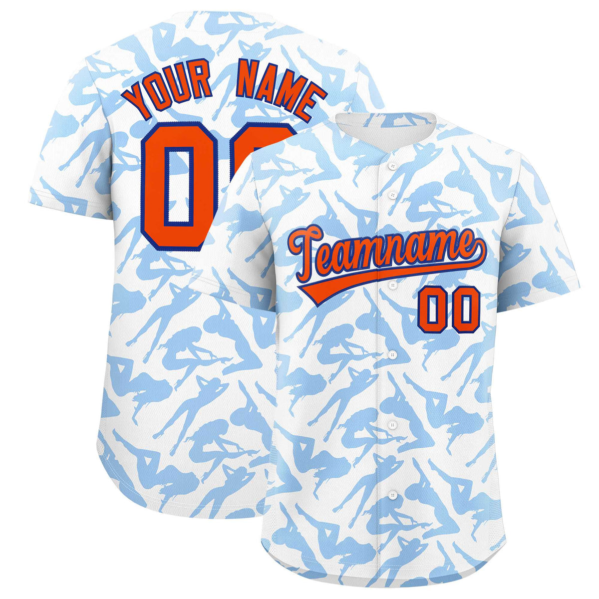 Custom White Powder Blue Playboy Graffiti Pattern Authentic Baseball Jersey| KXKSHOP